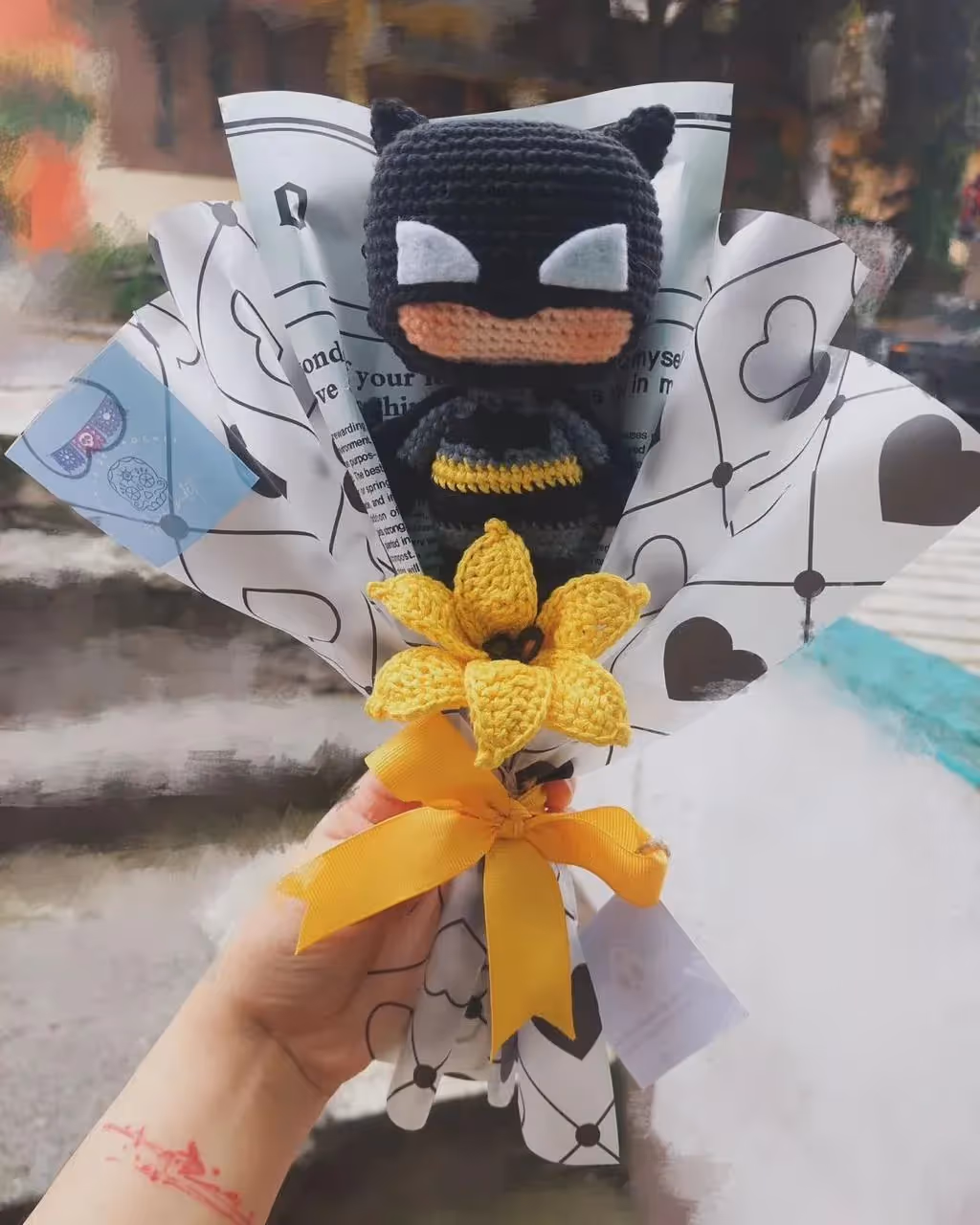 Handmade Batman Crochet Bouquet Plush