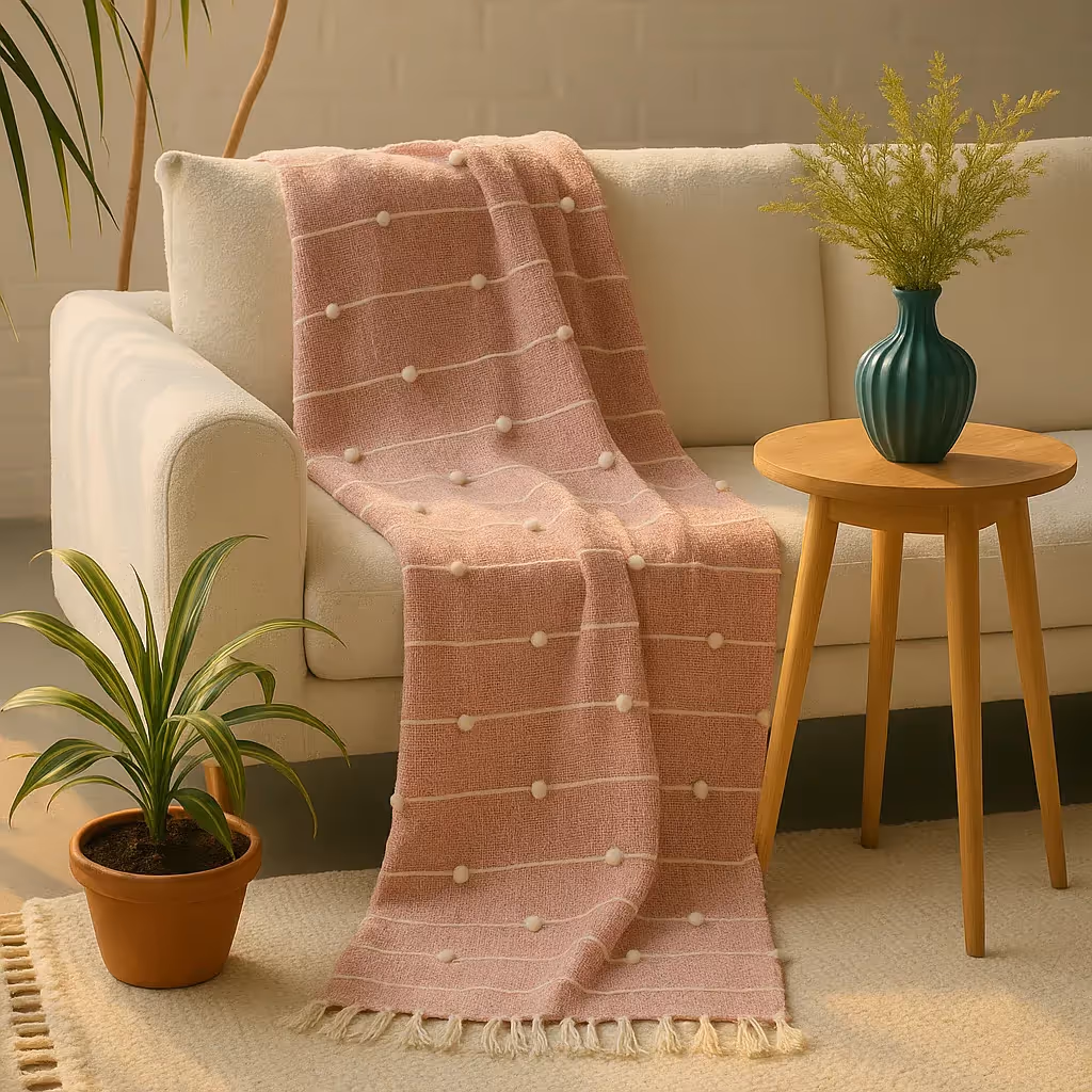 Blush Dot Cozy Throw