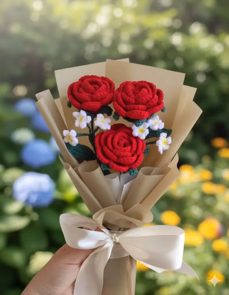Cozy Bear Crochet Rose Bouquet - photo 2 of 4
