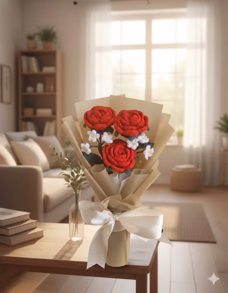 Cozy Bear Crochet Rose Bouquet - photo 3 of 4