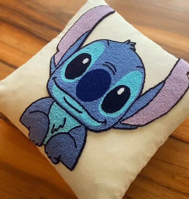 Cozy Bear Embroidered Stitch Cushion Cover