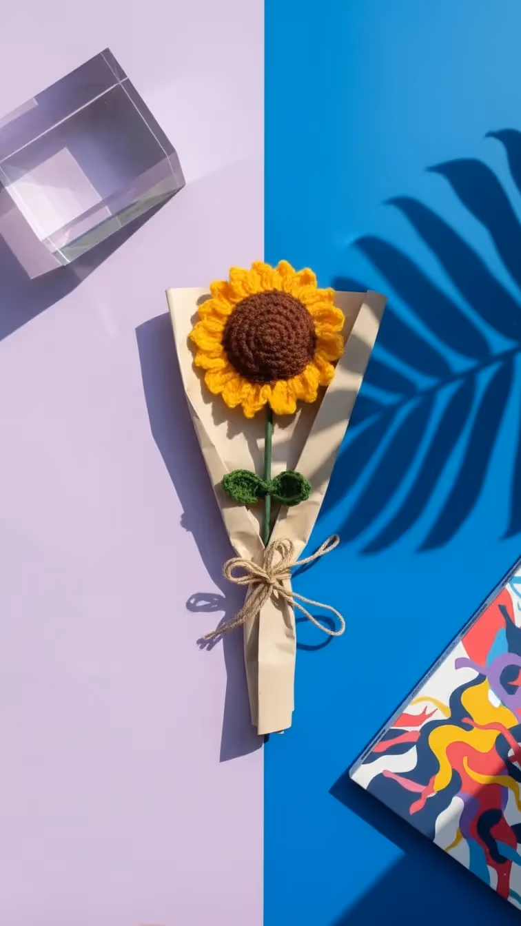 Cozy Bear Sunflower Crochet Bouquet - photo 5 of 5
