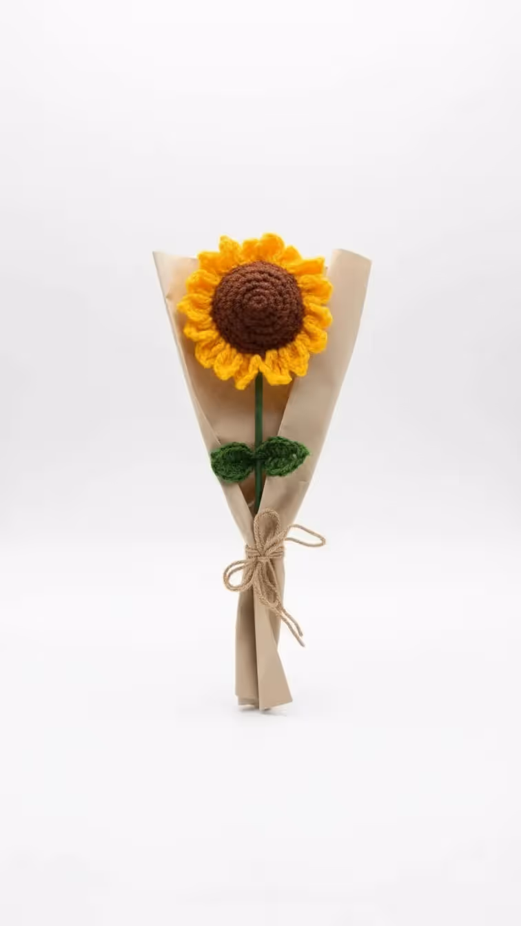Cozy Bear Sunflower Crochet Bouquet - photo 3 of 5