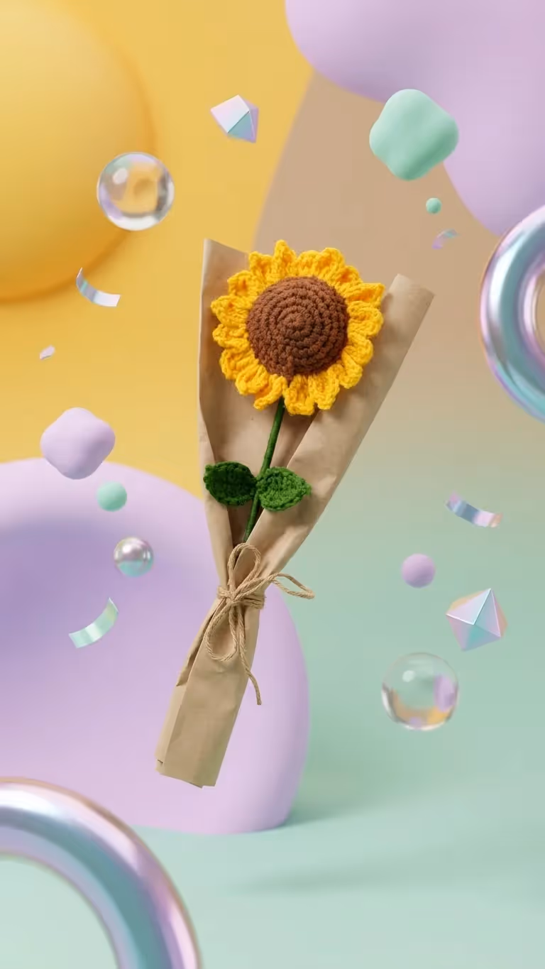 Cozy Bear Sunflower Crochet Bouquet - photo 4 of 5