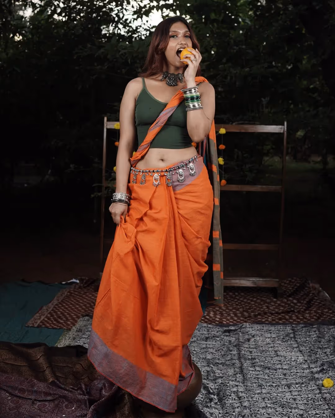 Kaaro Coastal Ember Handwoven Saree - photo 1 of 4