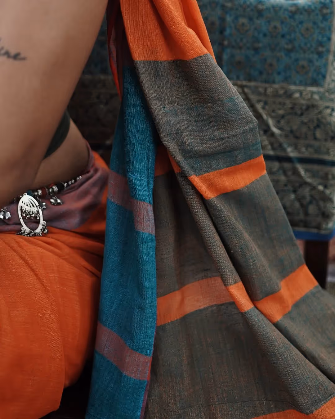 Kaaro Coastal Ember Handwoven Saree - photo 2 of 4