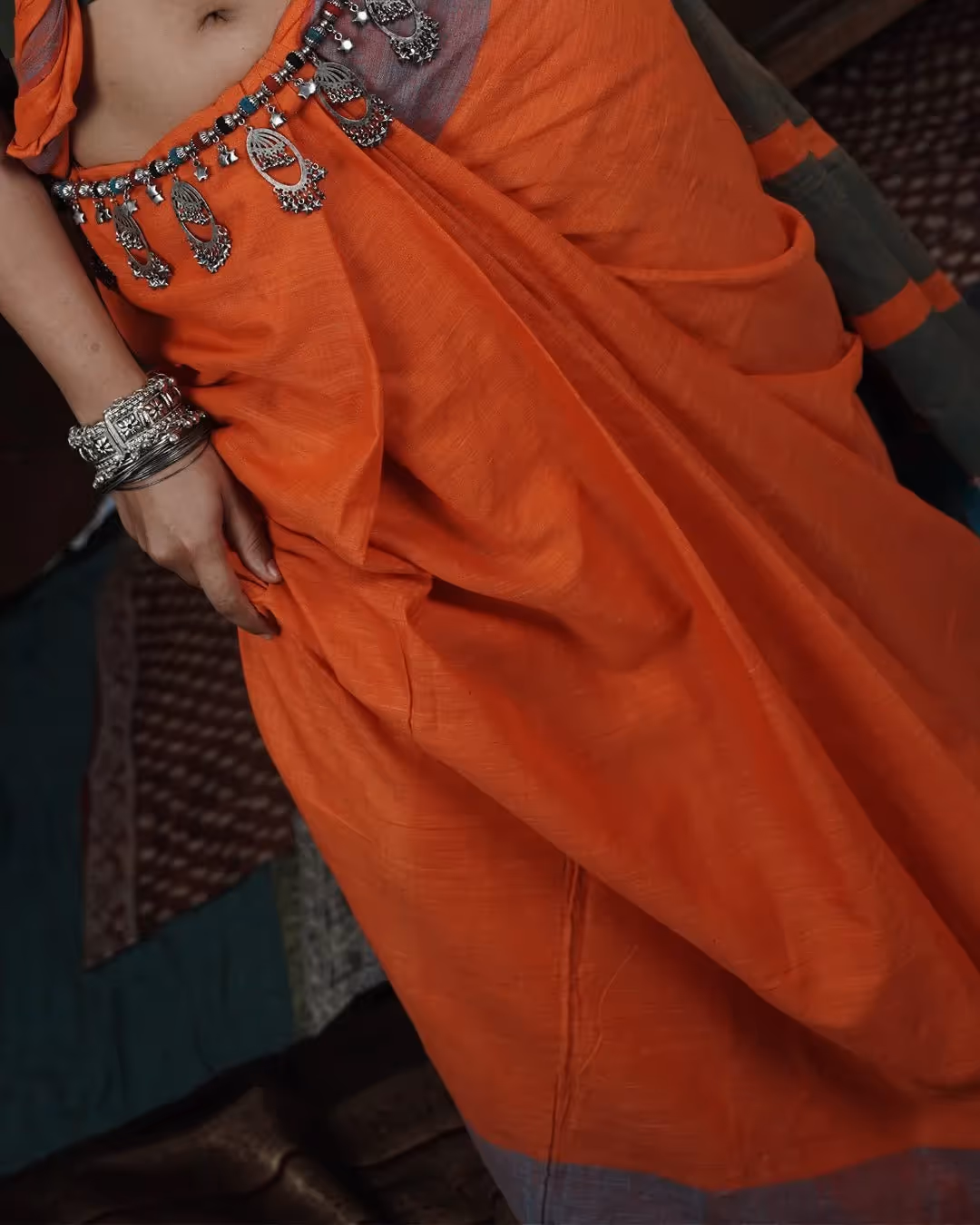 Kaaro Coastal Ember Handwoven Saree - photo 3 of 4