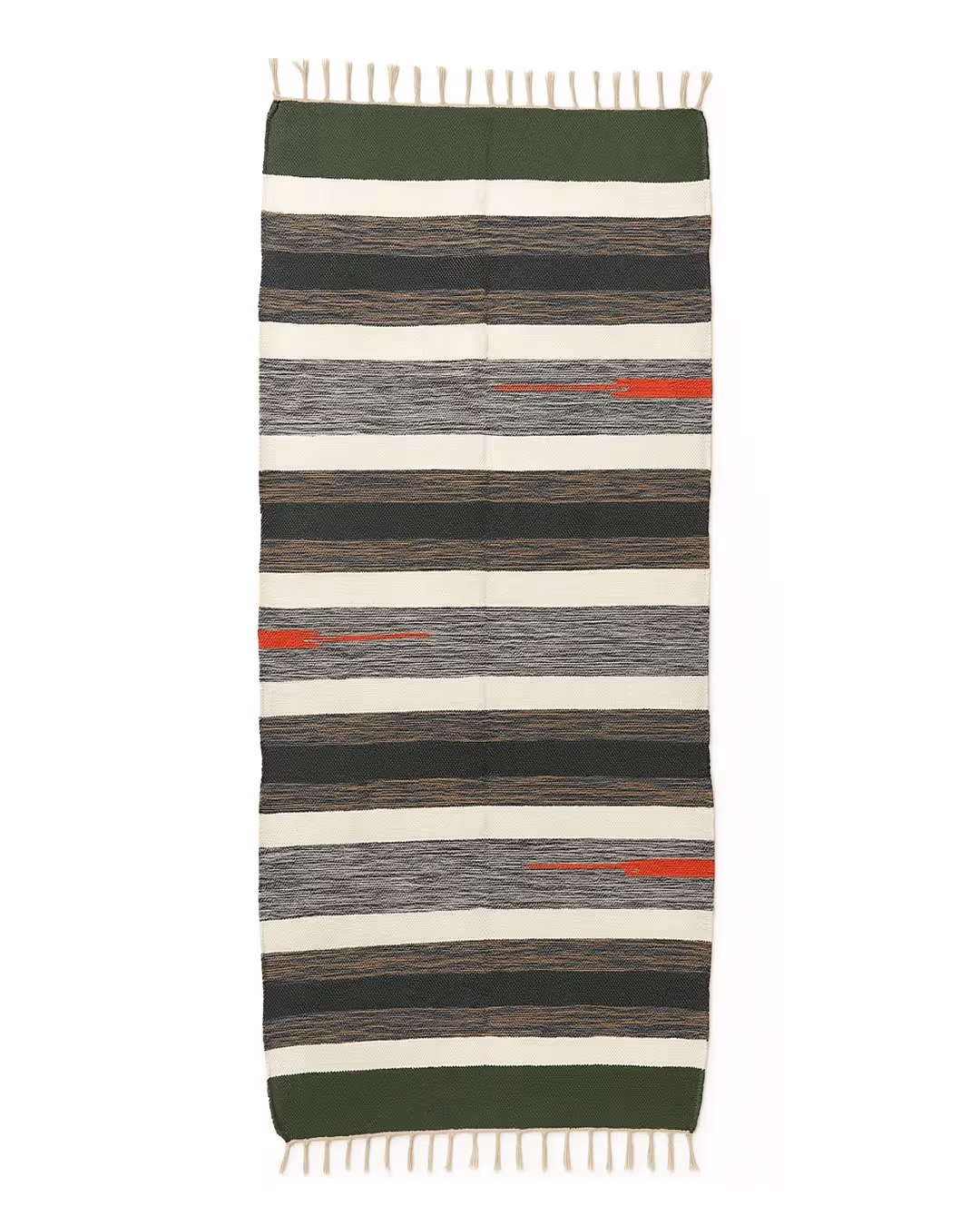 Kaaro Handwoven Cotton Rug – Earth Stripe with Red Accent | Artisan-Made - photo 1 of 4