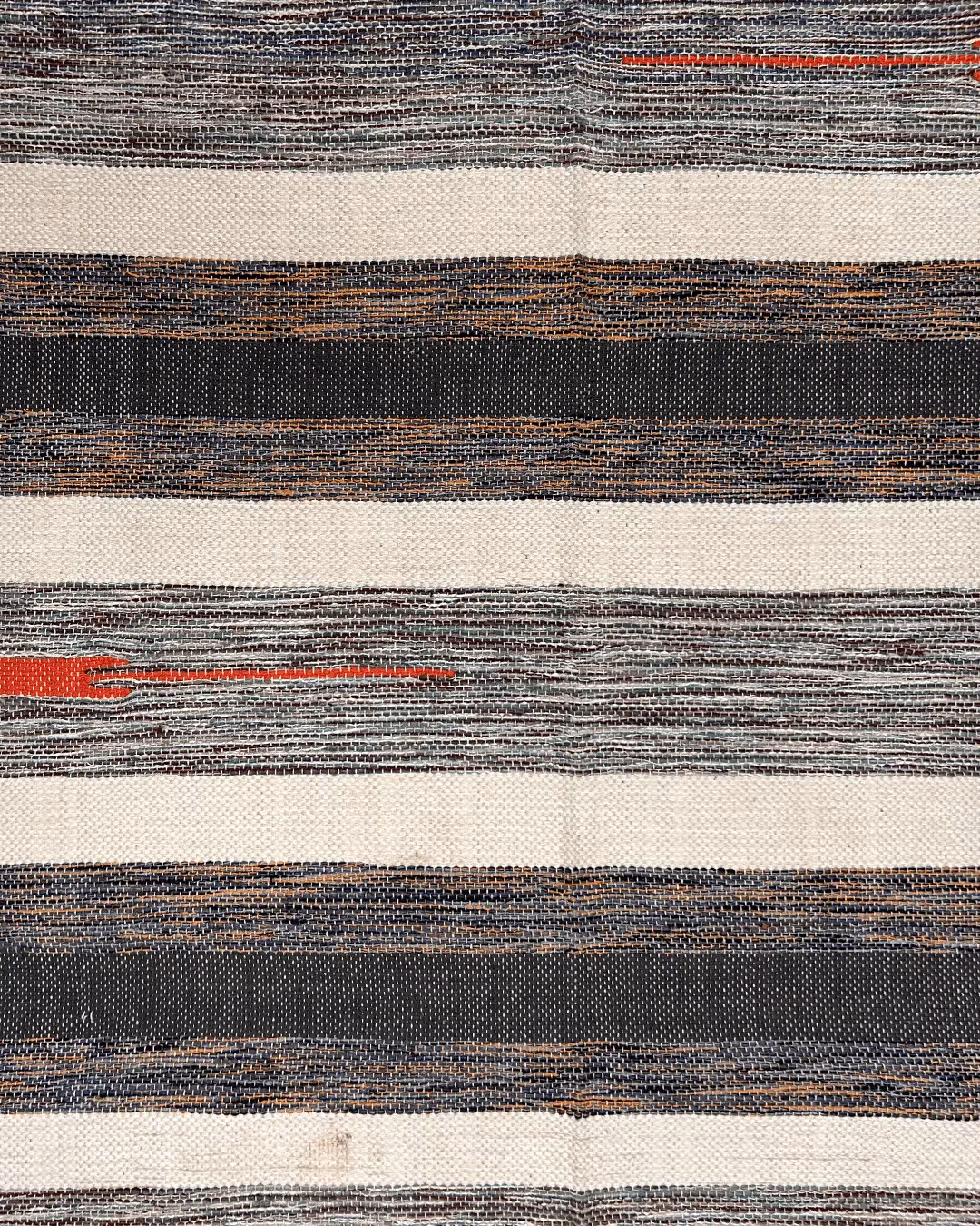 Kaaro Handwoven Cotton Rug – Earth Stripe with Red Accent | Artisan-Made - photo 2 of 4