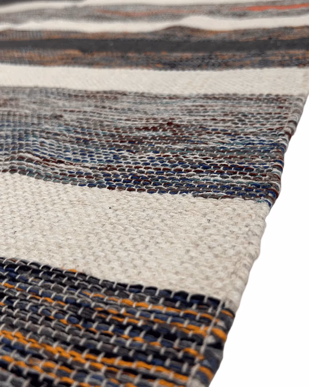 Kaaro Handwoven Cotton Rug – Earth Stripe with Red Accent | Artisan-Made - photo 3 of 4