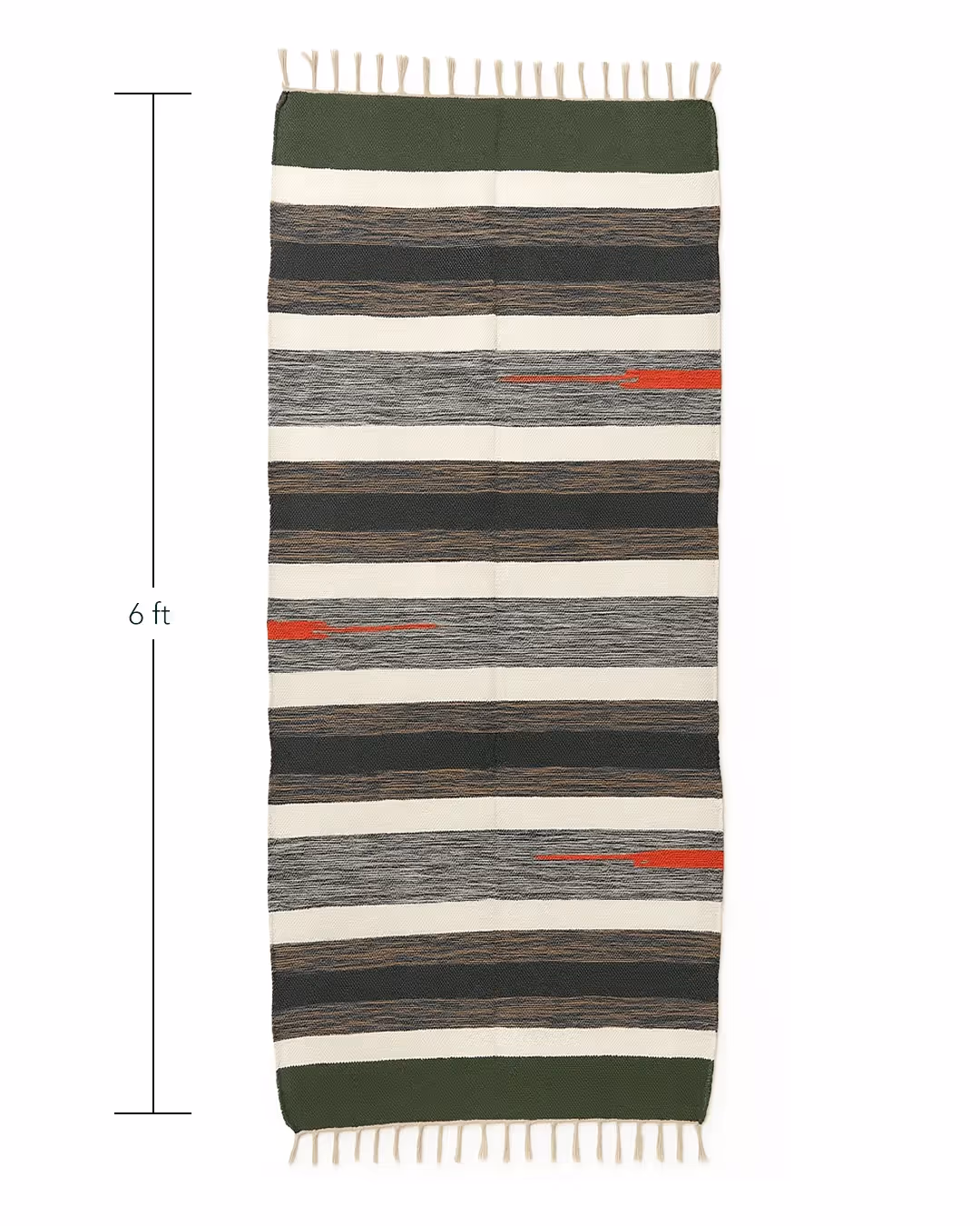 Kaaro Handwoven Cotton Rug – Earth Stripe with Red Accent | Artisan-Made - photo 4 of 4