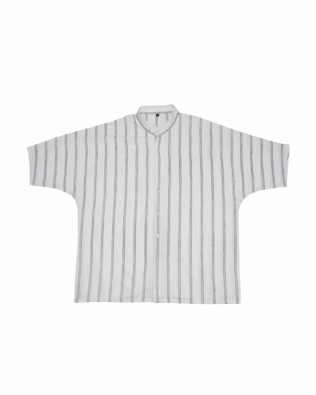 Kaaro White Handwoven Kimono Shirt – with Dobby Line Embroidery in Black - photo 1 of 3