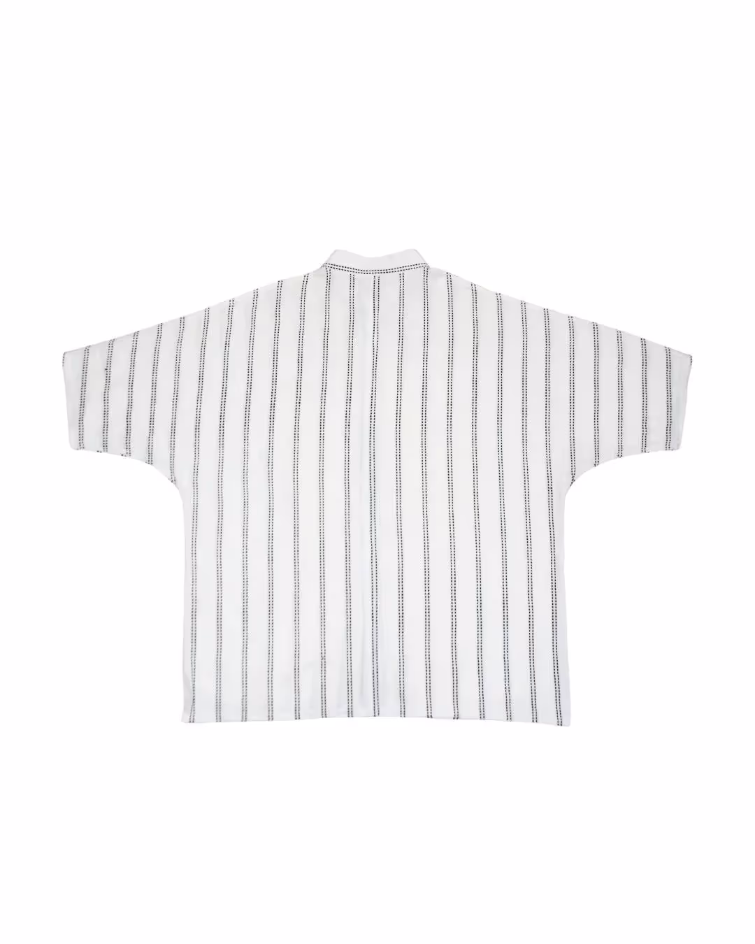Kaaro White Handwoven Kimono Shirt – with Dobby Line Embroidery in Black - photo 2 of 3