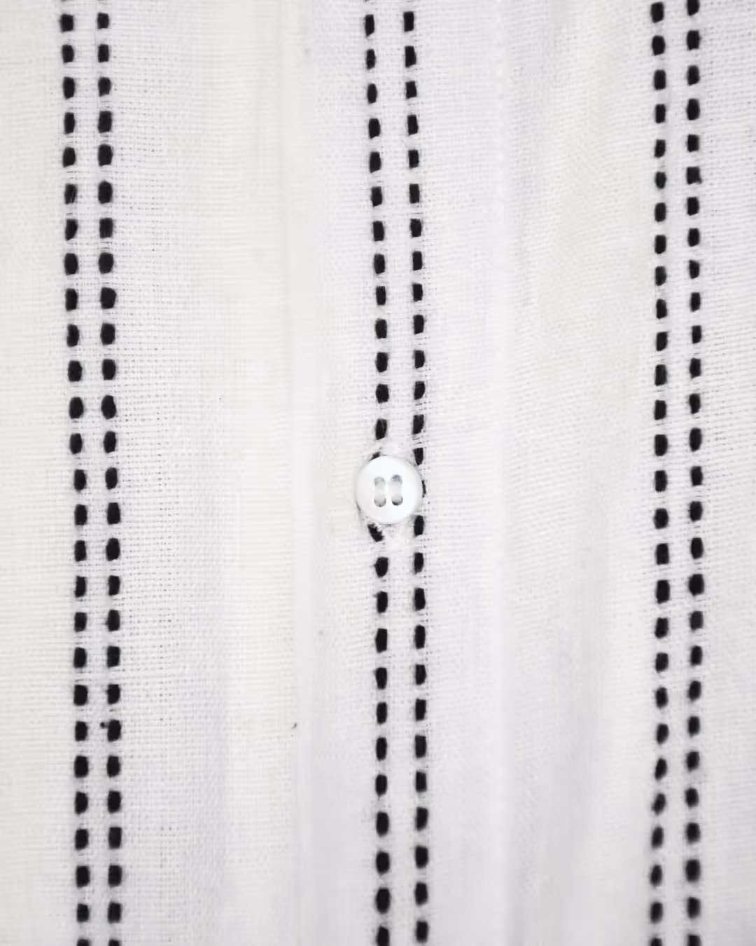 Kaaro White Handwoven Kimono Shirt – with Dobby Line Embroidery in Black - photo 3 of 3