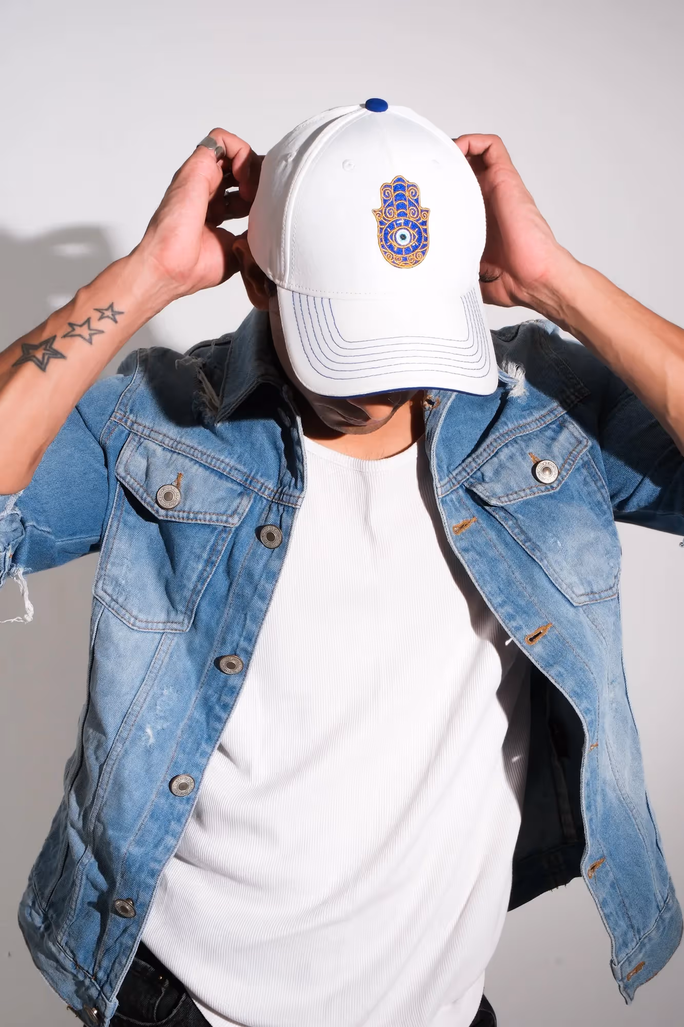 No Nazar White Nylon Baseball Cap  image 2