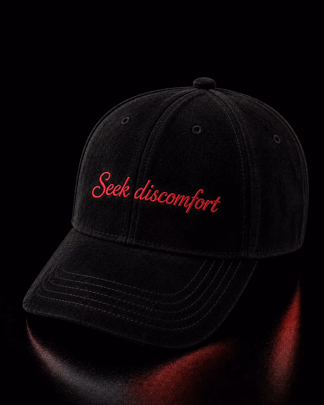 Seek Discomfort Black Suede Baseball Cap  image 1