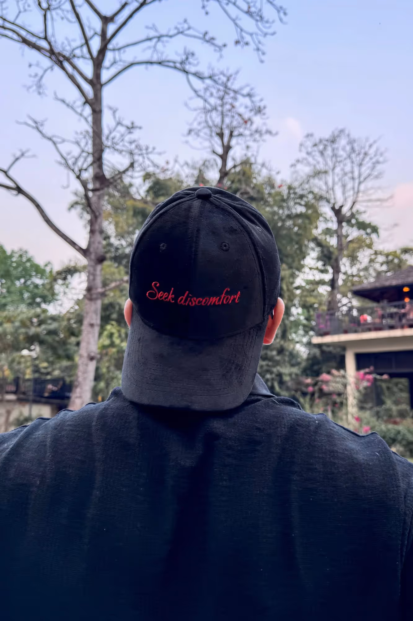 Seek Discomfort Black Suede Baseball Cap image 2