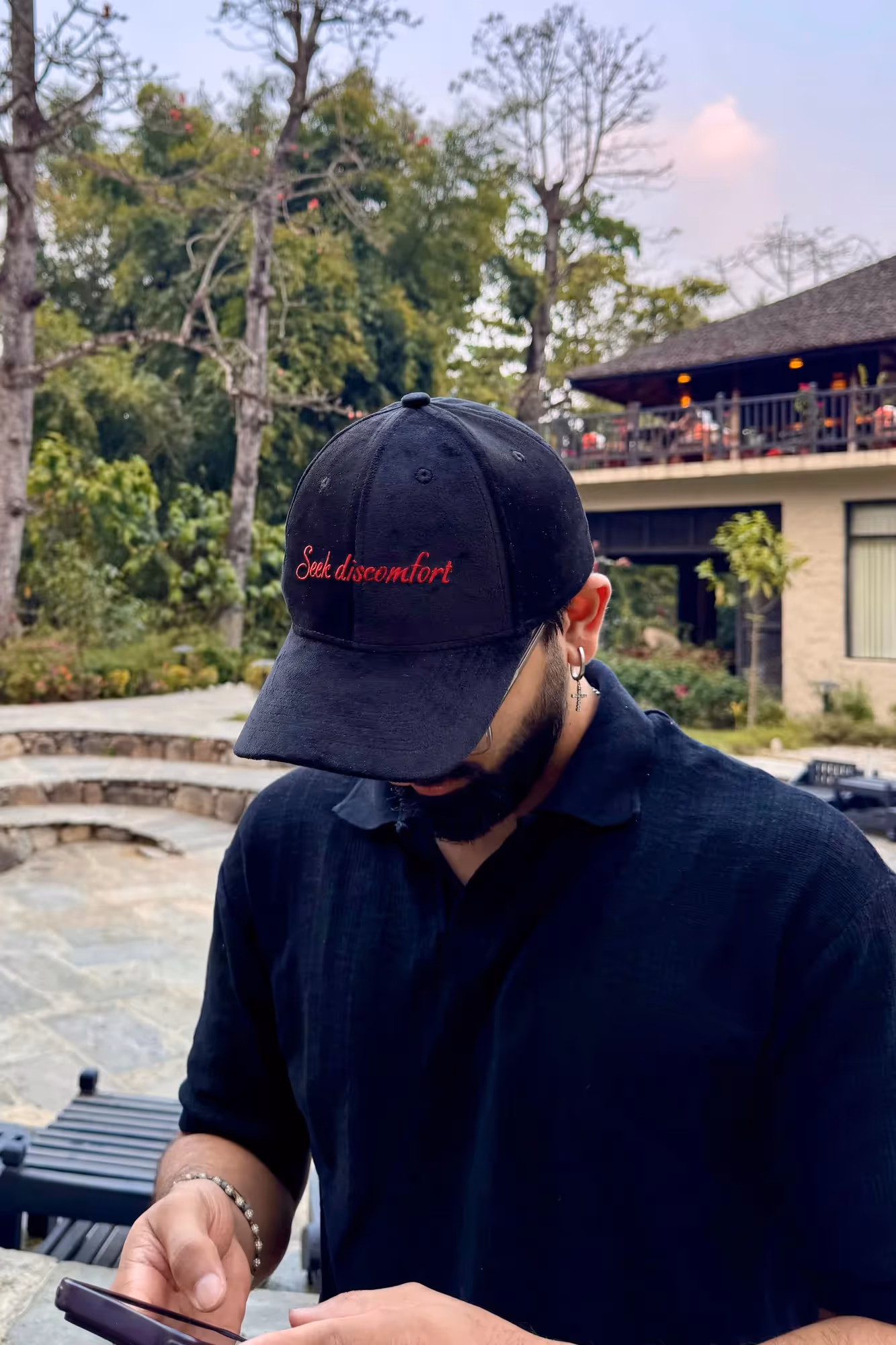 Seek Discomfort Black Suede Baseball Cap image 7