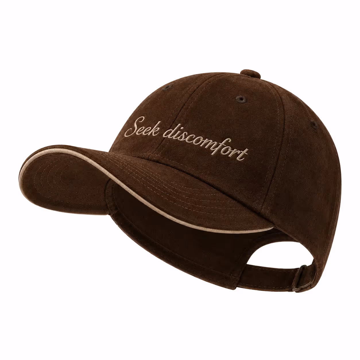 Seek Discomfort Mocha Brown Suede Baseball Cap image 3