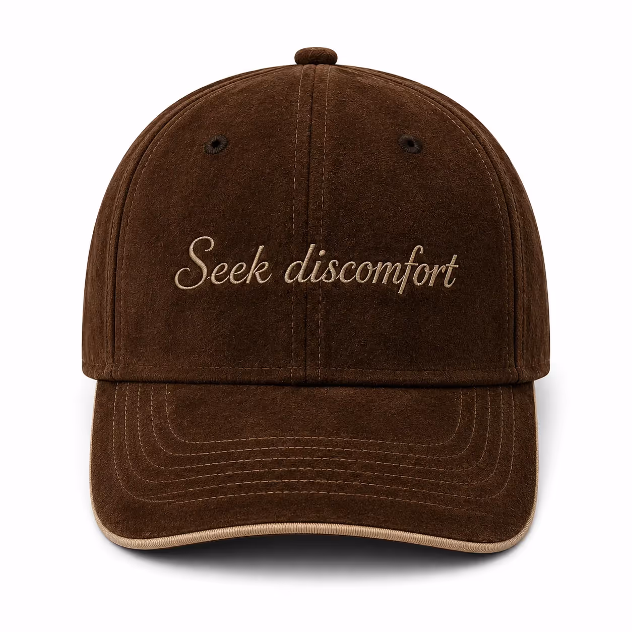 Seek Discomfort Mocha Brown Suede Baseball Cap image 4