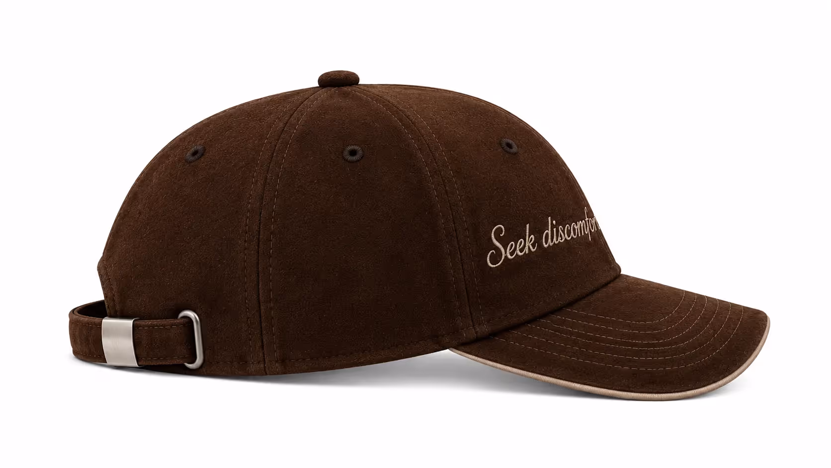Seek Discomfort Mocha Brown Suede Baseball Cap image 5