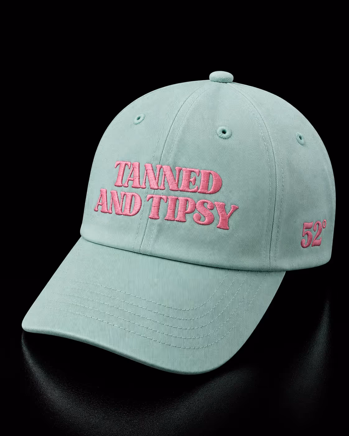 Tanned And Tipsy Mint Green Cotton Baseball Cap image 1
