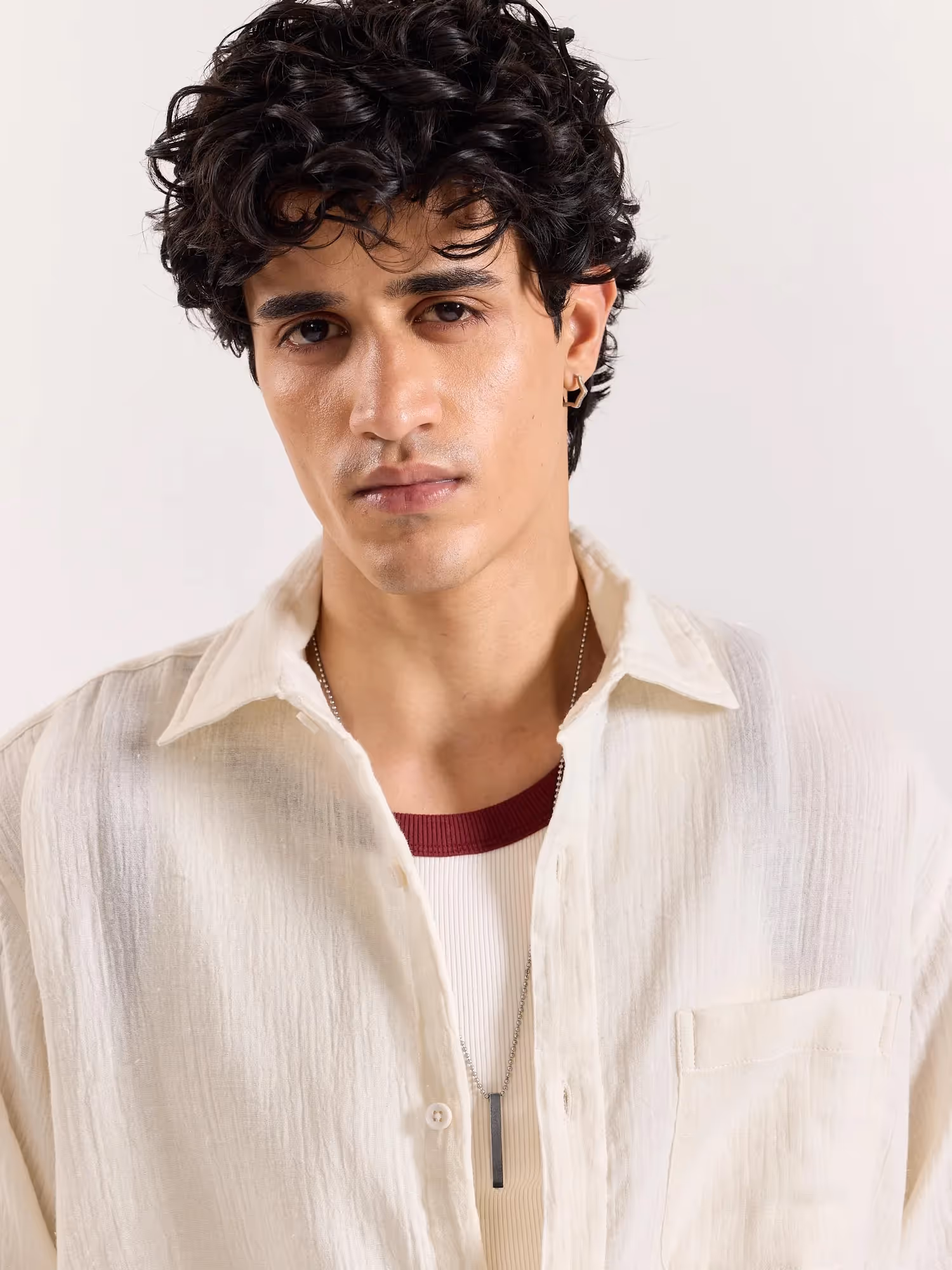 Almond White Gauze Holiday Shirt image 6
