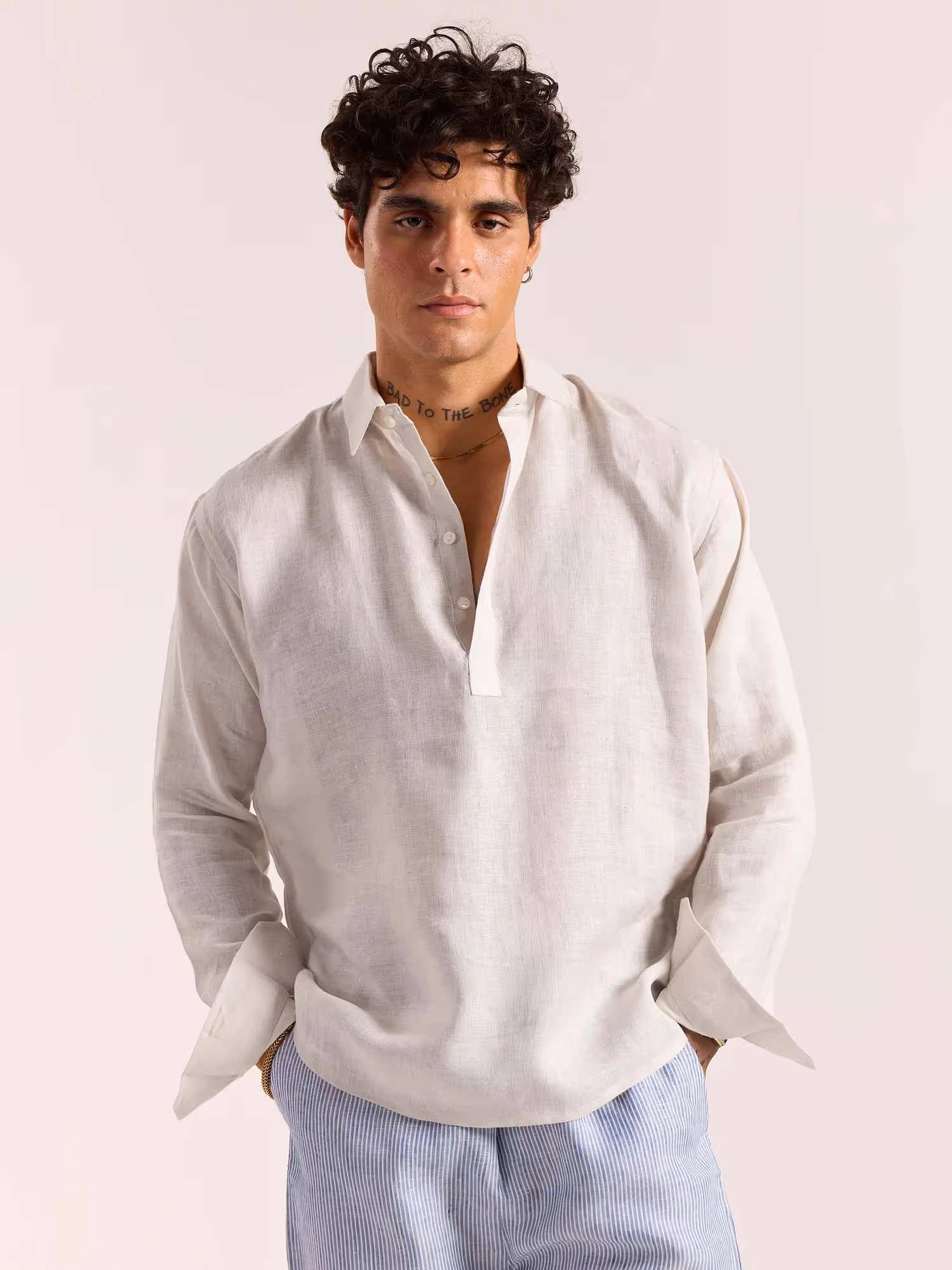 Almond White Linen Pullover  image 3
