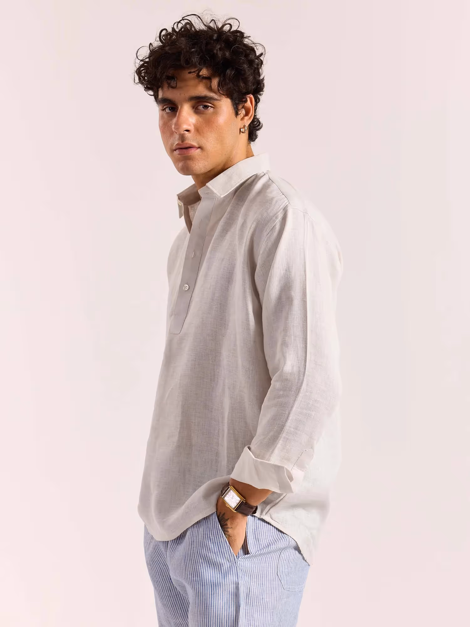 Almond White Linen Pullover  image 7