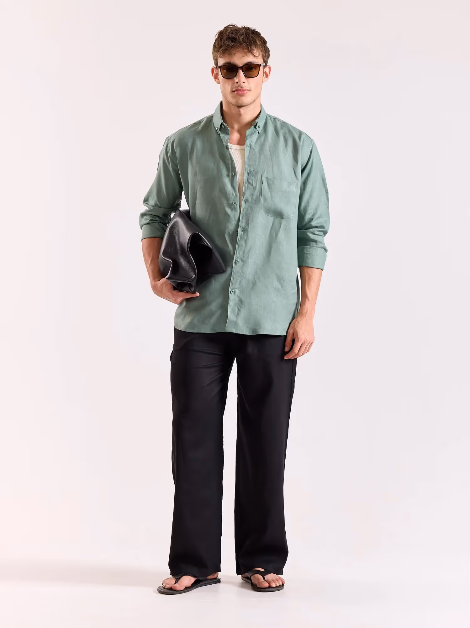 Aqua Green 60s Lea Linen Shirt image 1