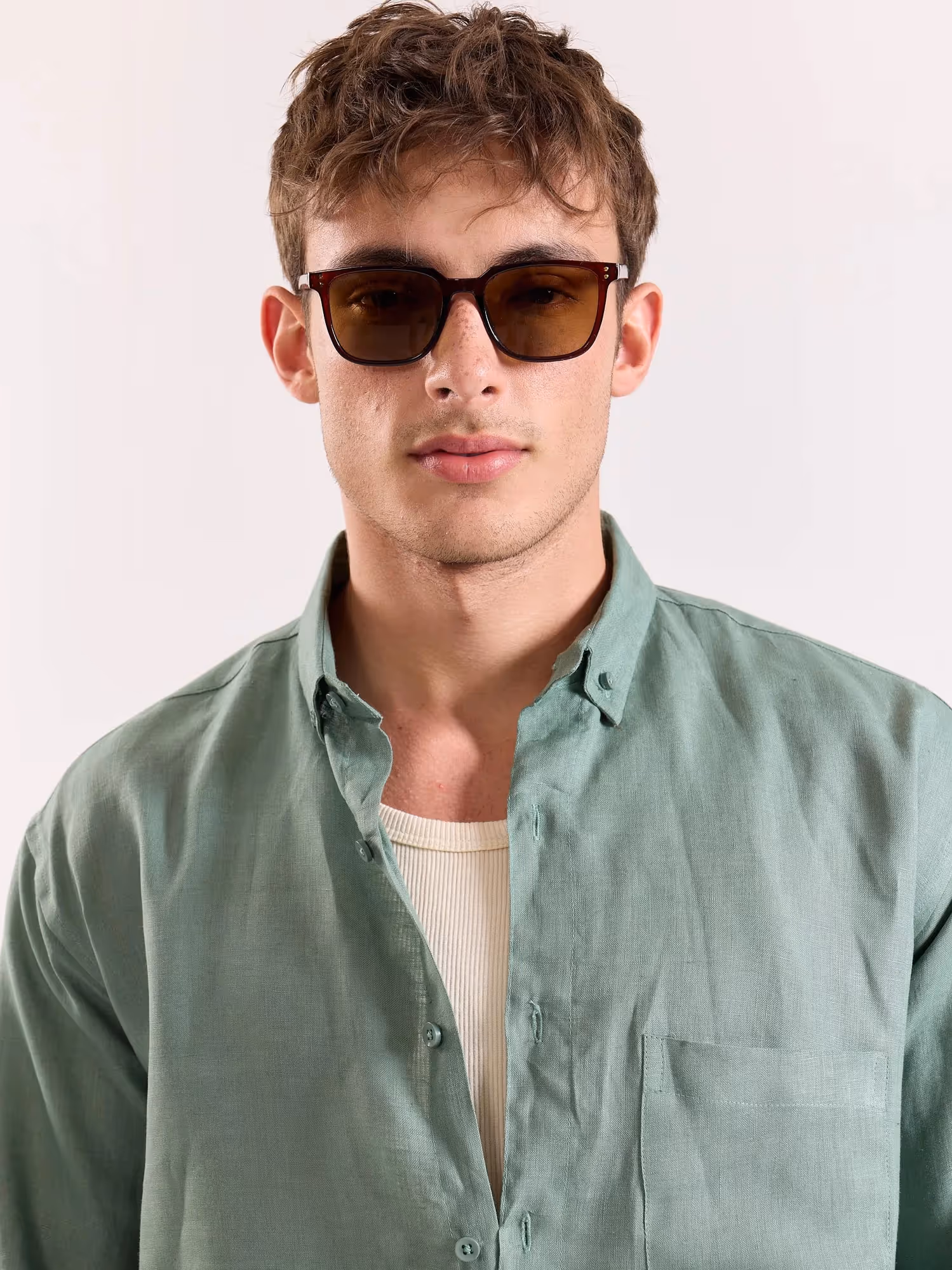 Aqua Green 60s Lea Linen Shirt image 6