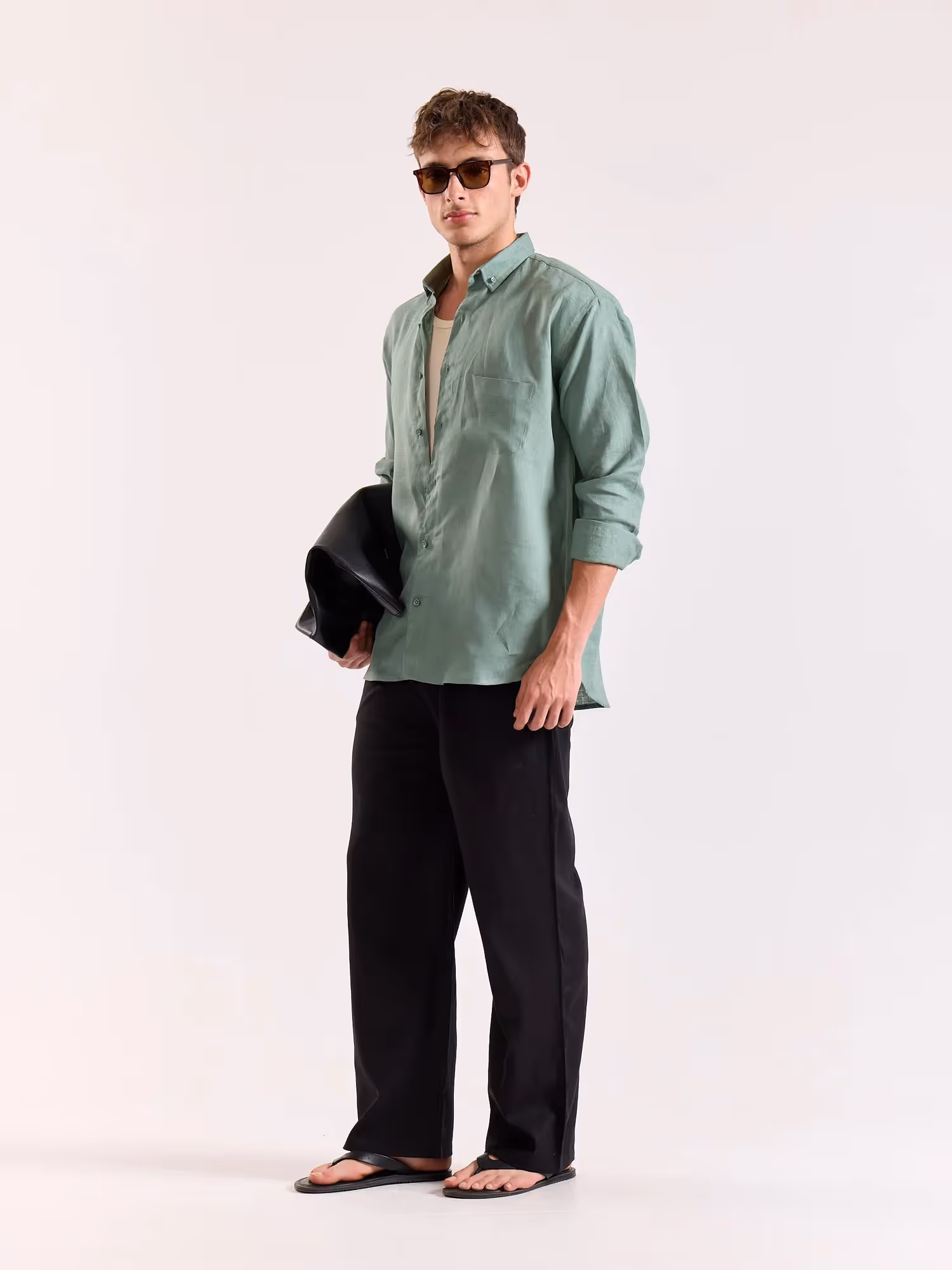 Aqua Green 60s Lea Linen Shirt image 7