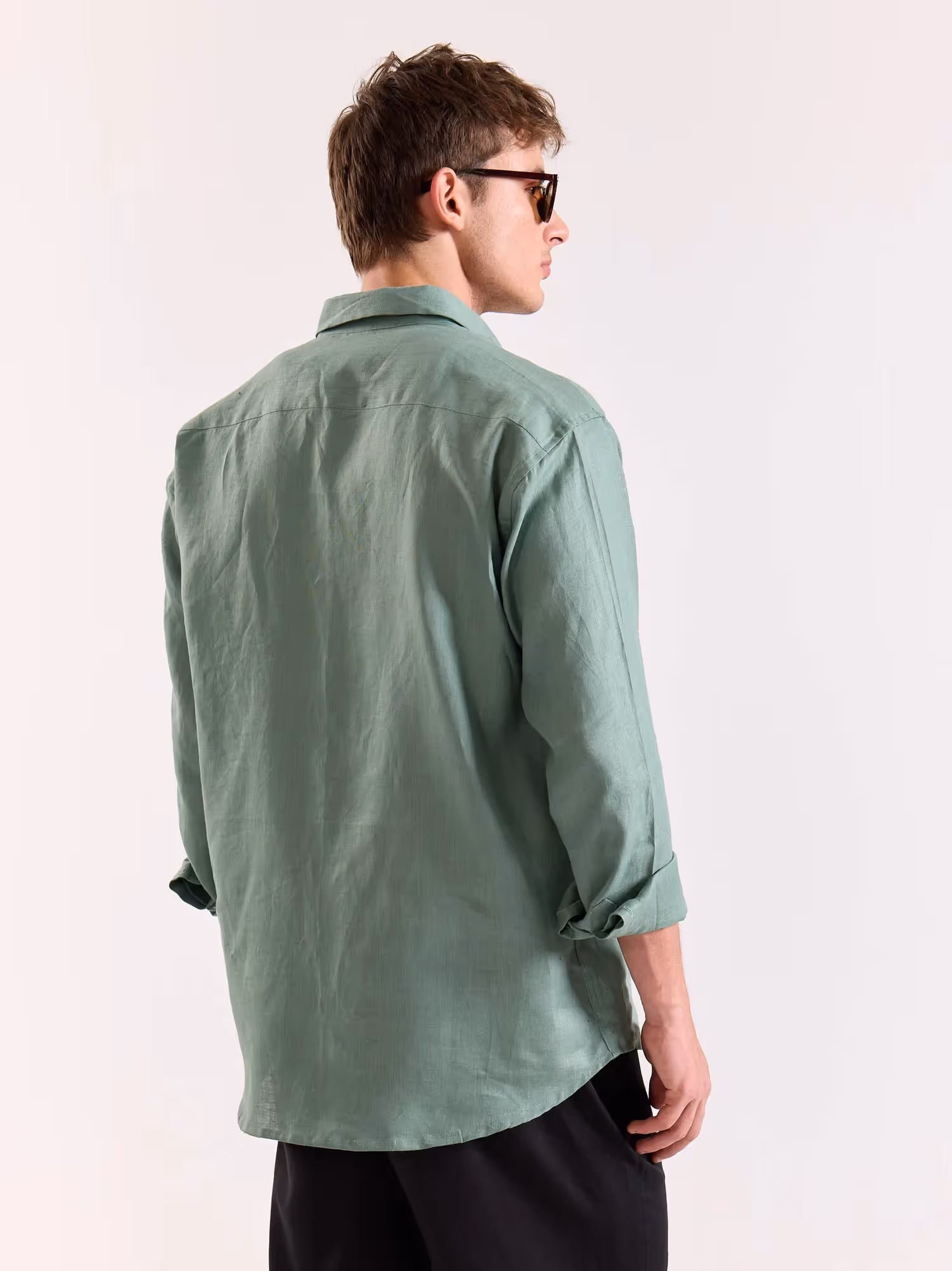 Aqua Green 60s Lea Linen Shirt image 8