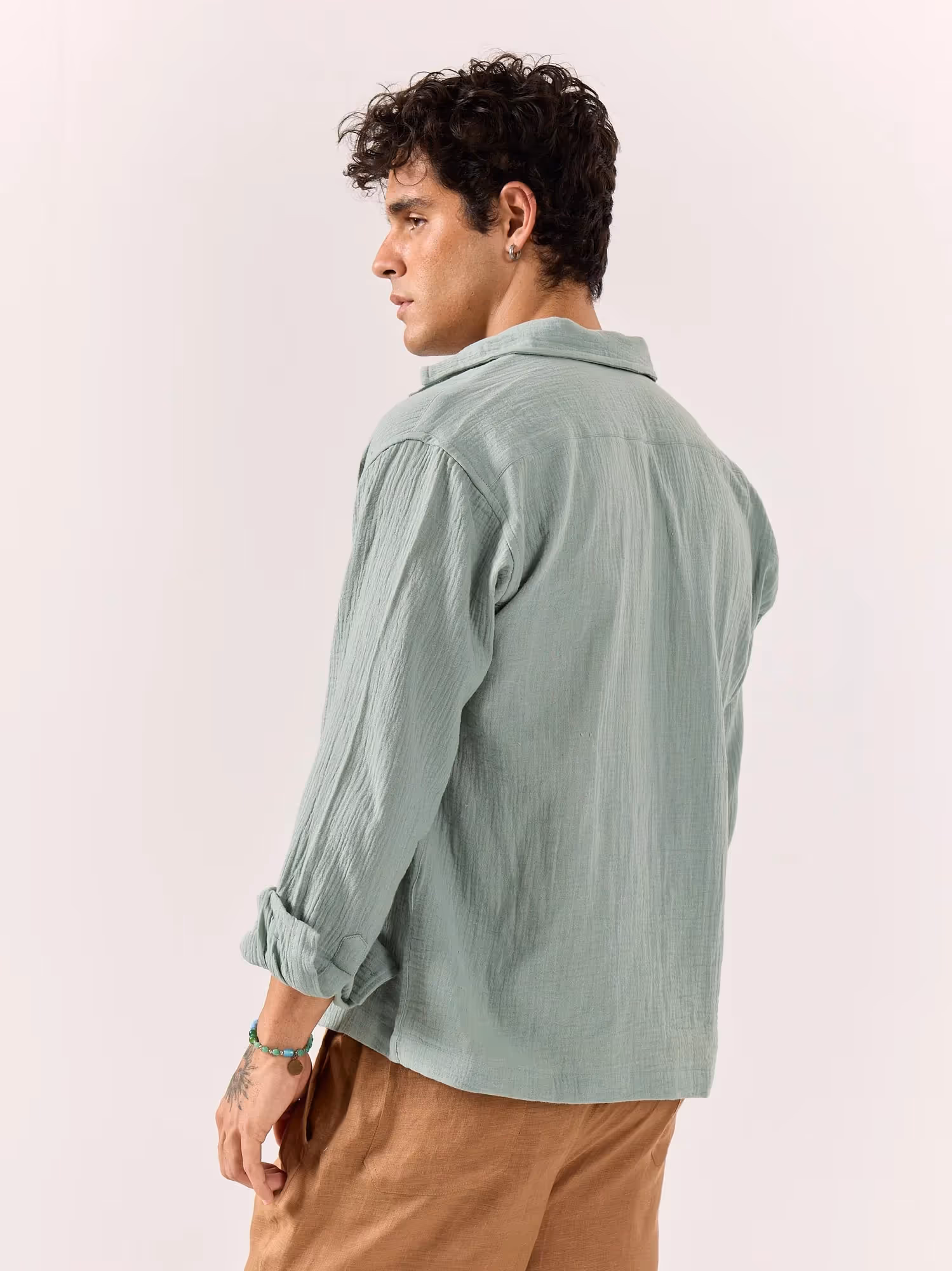 Aqua Green Gauze Holiday Shirt image 7