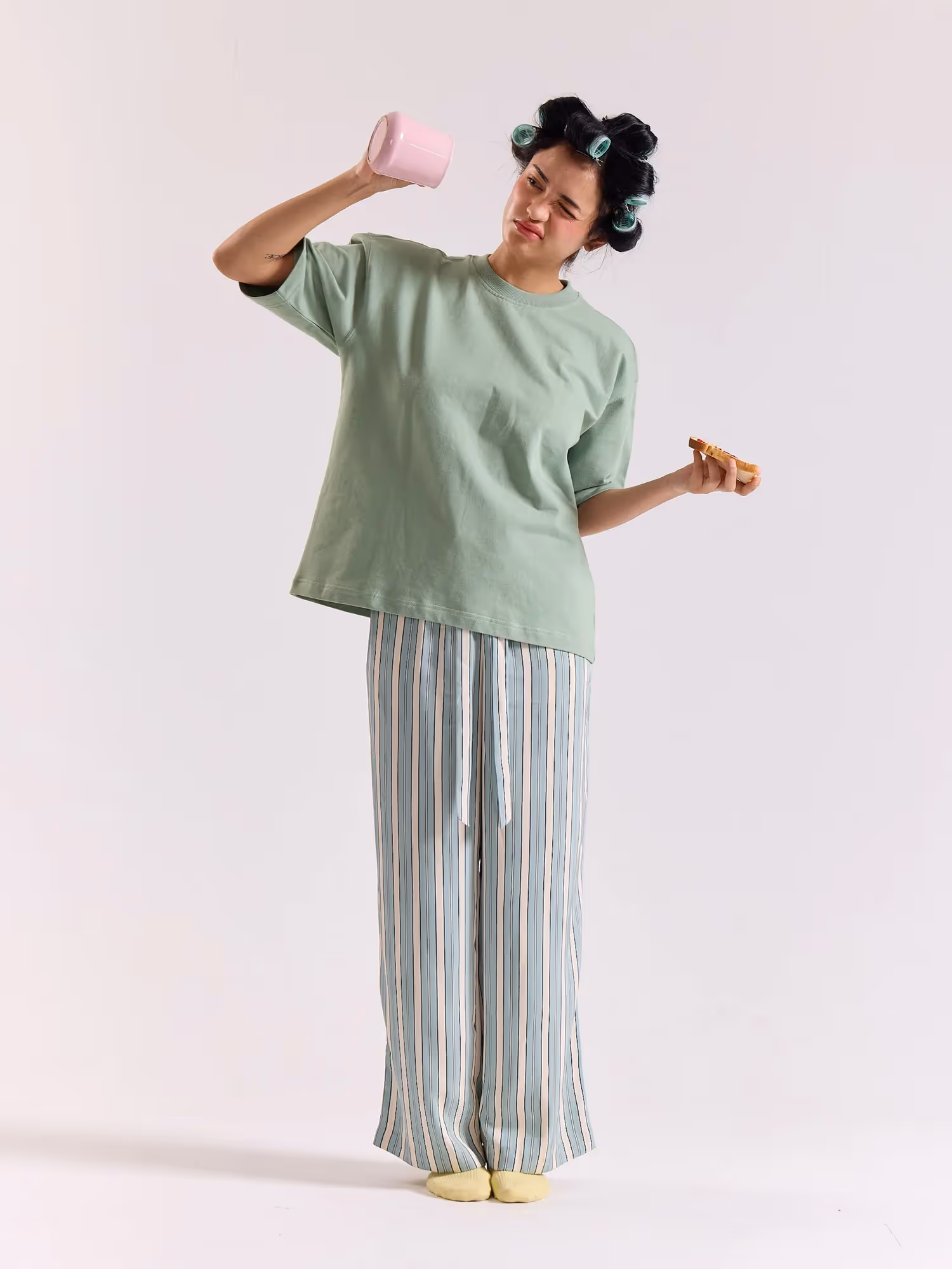 Aqua Green Loose Fit Cropped T-Shirt image 2