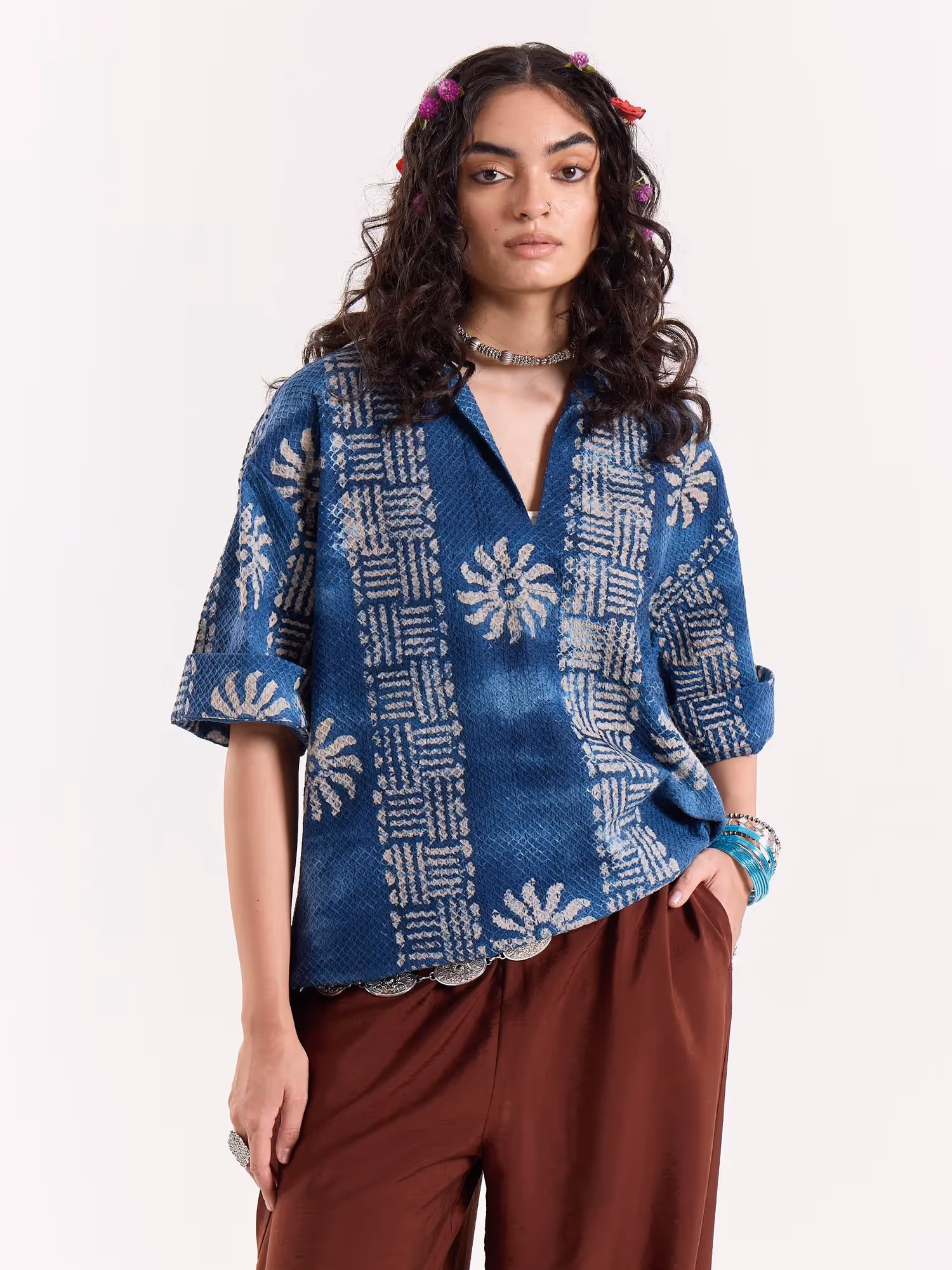 Baatik Blue Pullover Shirt  image 4