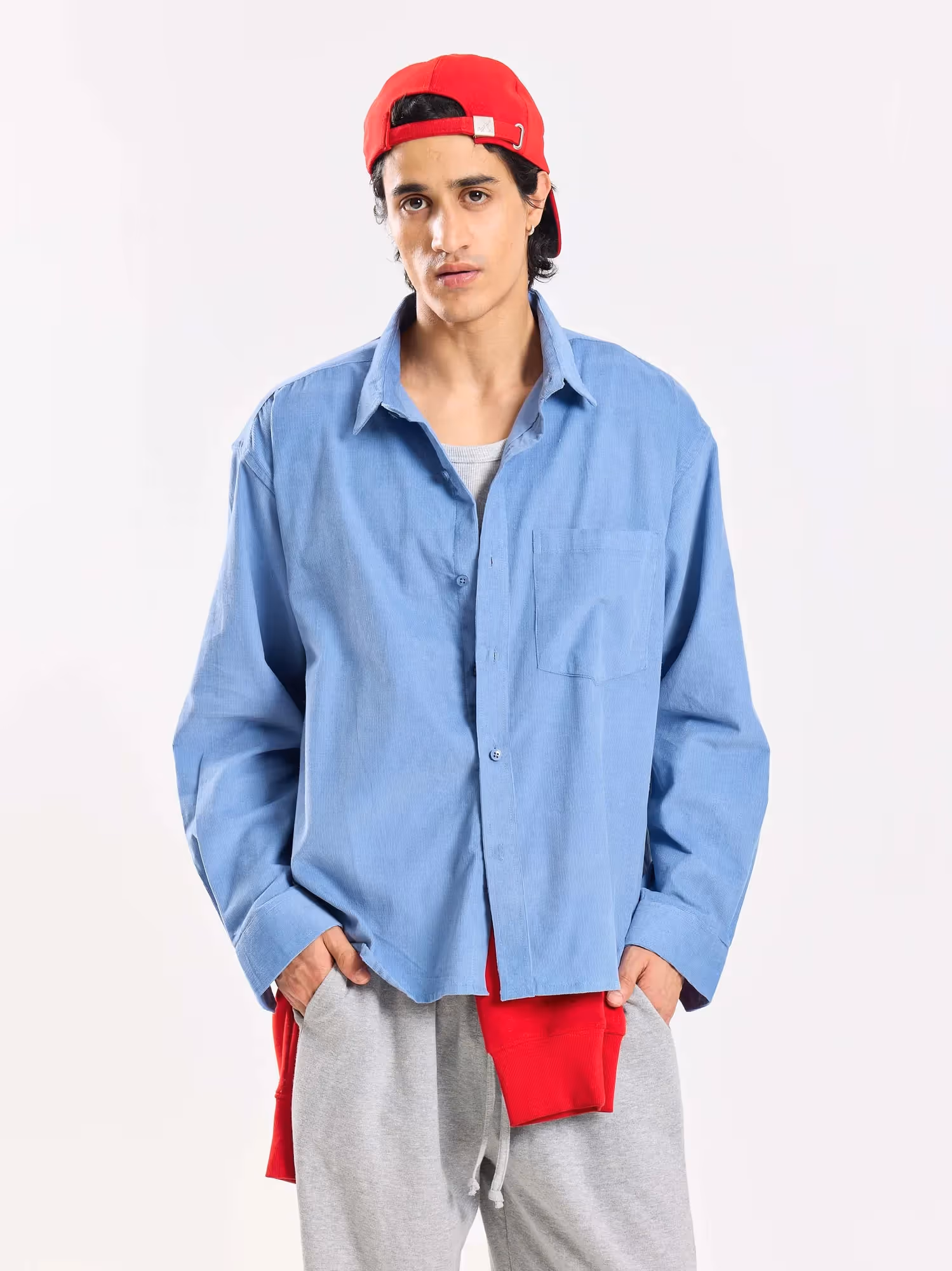 Baby Blue Corduroy Oversized Shirt image 2