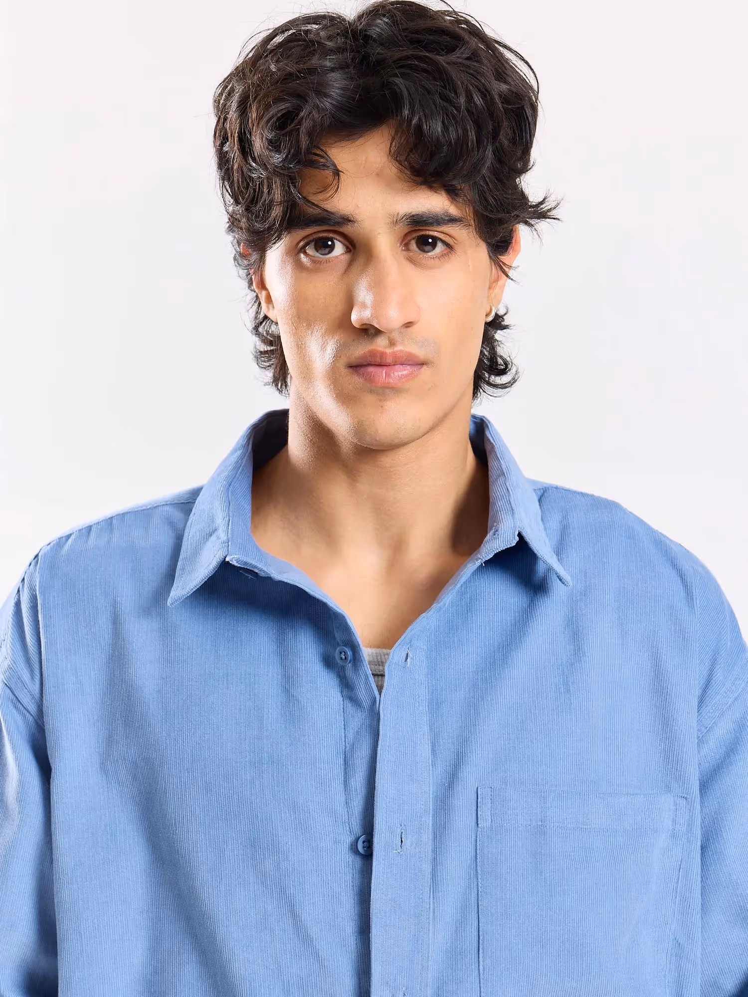 Baby Blue Corduroy Oversized Shirt image 3