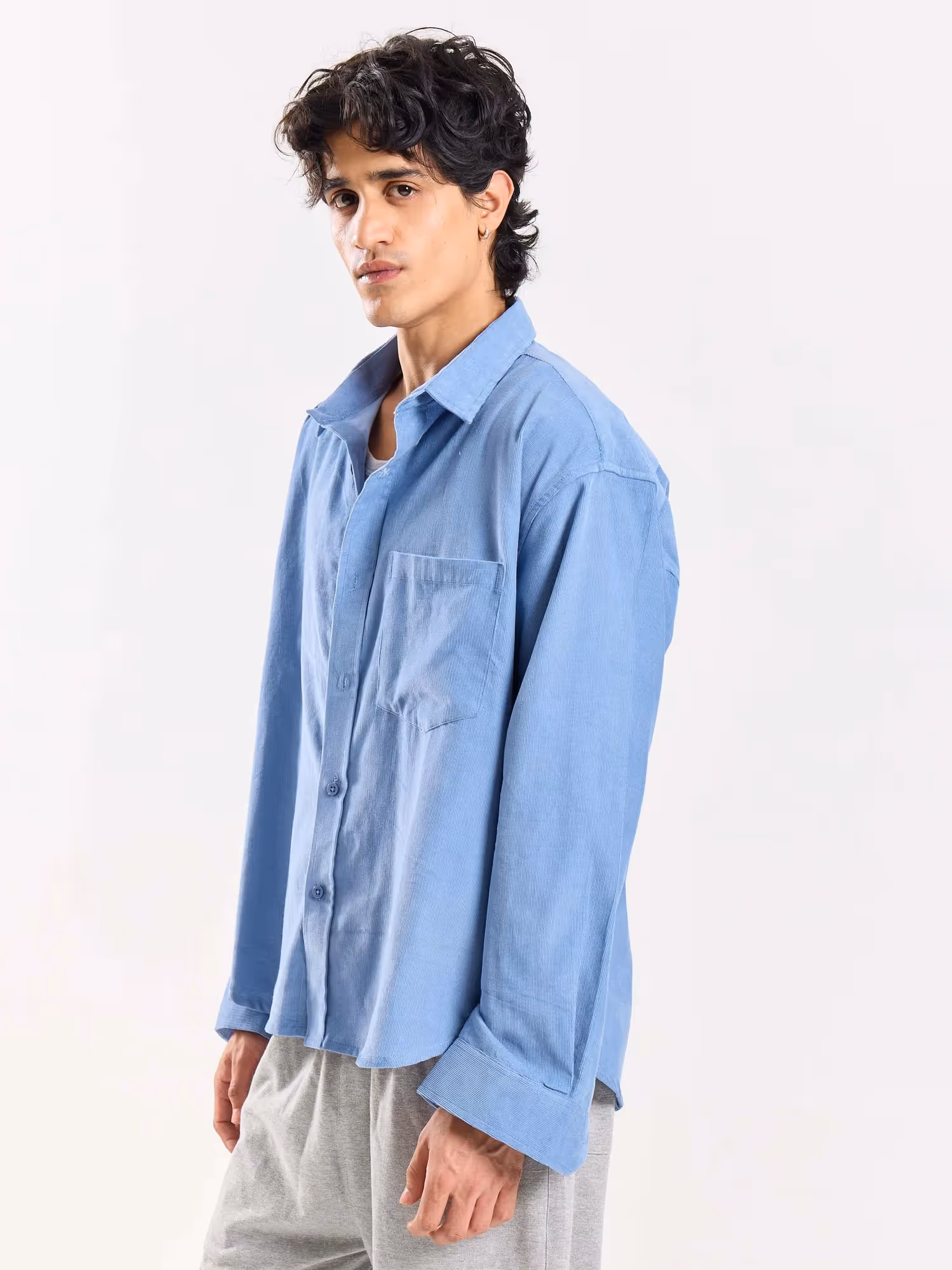 Baby Blue Corduroy Oversized Shirt image 5