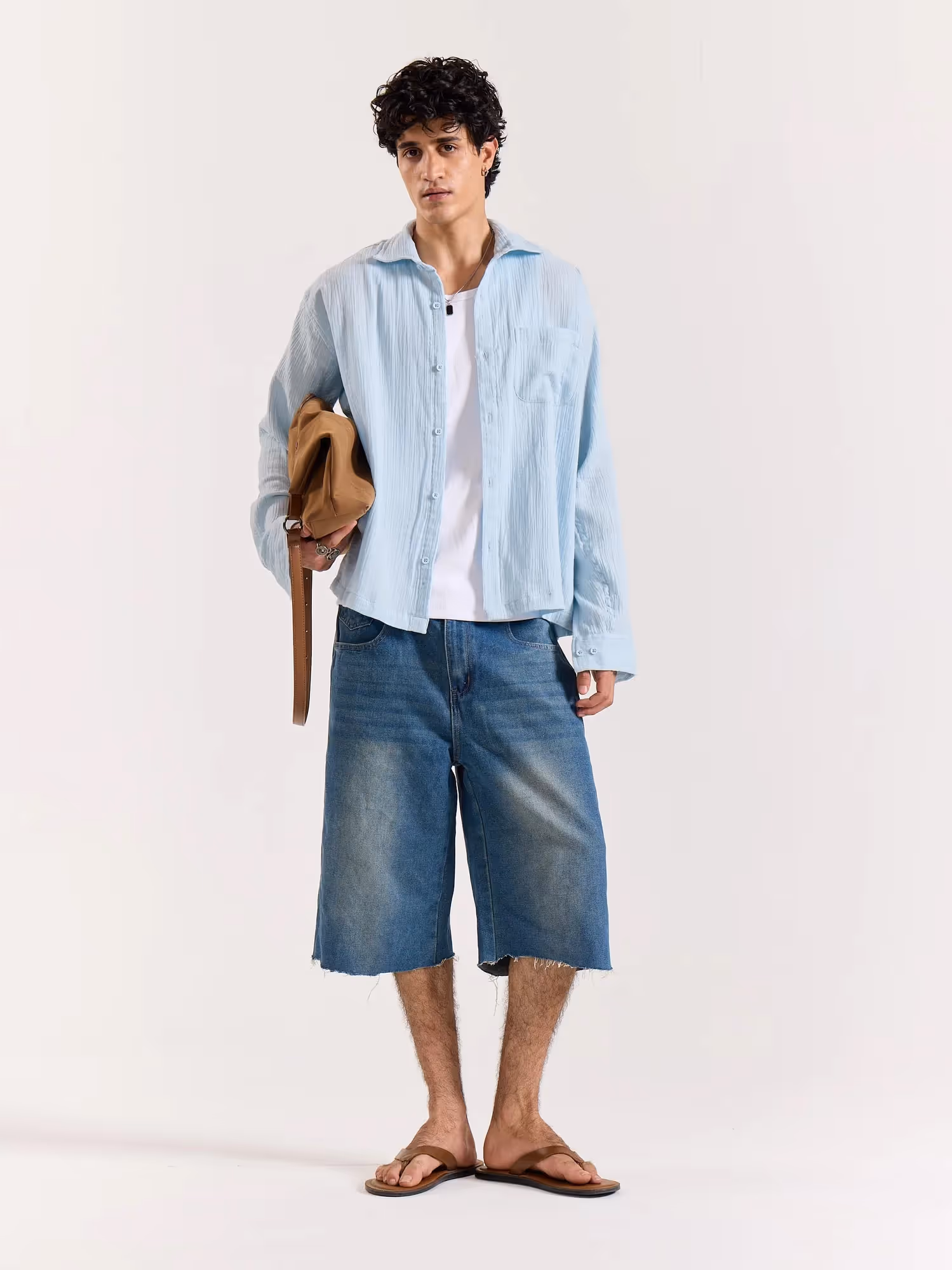 Baby Blue Gauze Holiday Shirt image 1
