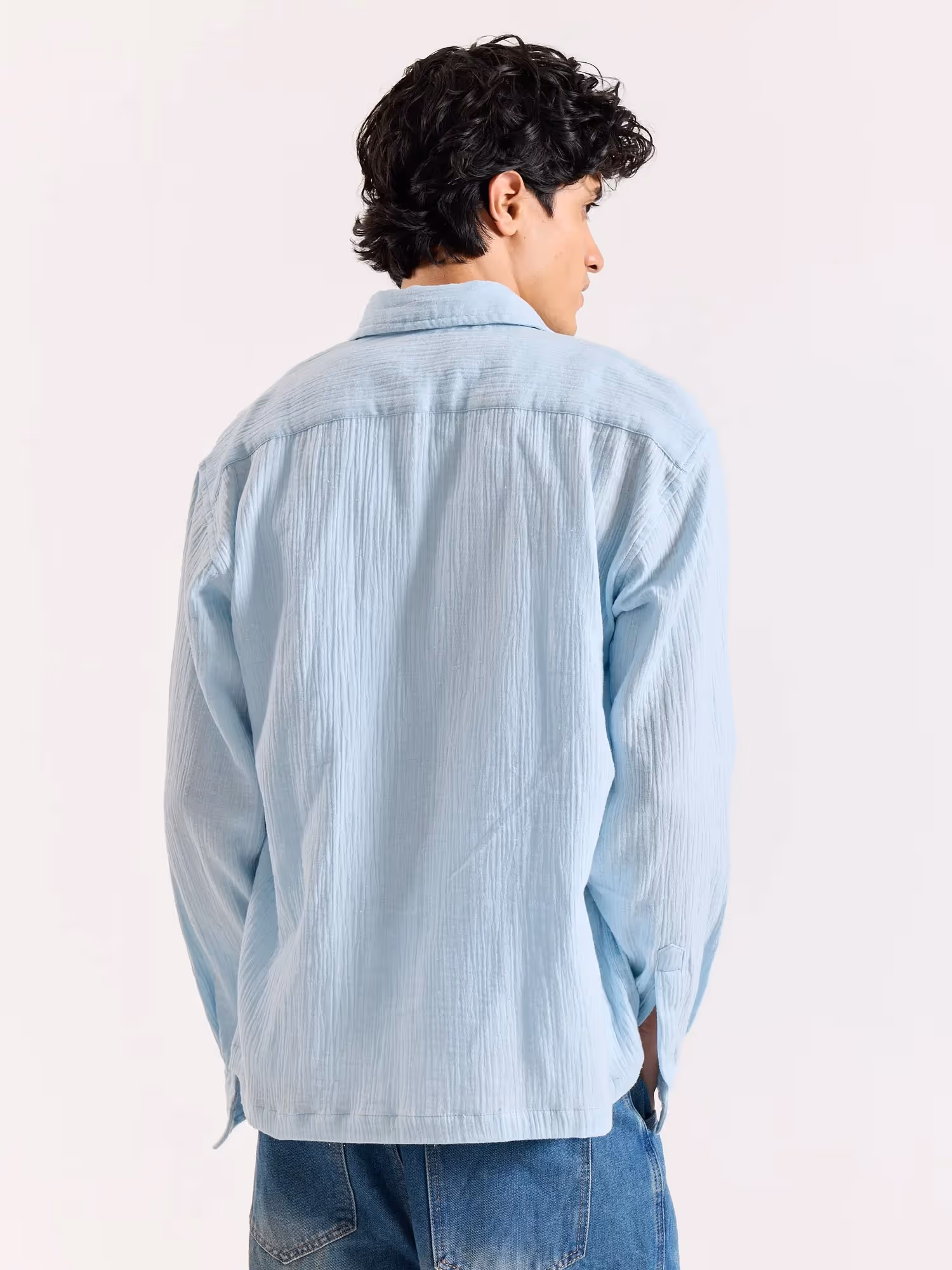 Baby Blue Gauze Holiday Shirt image 5