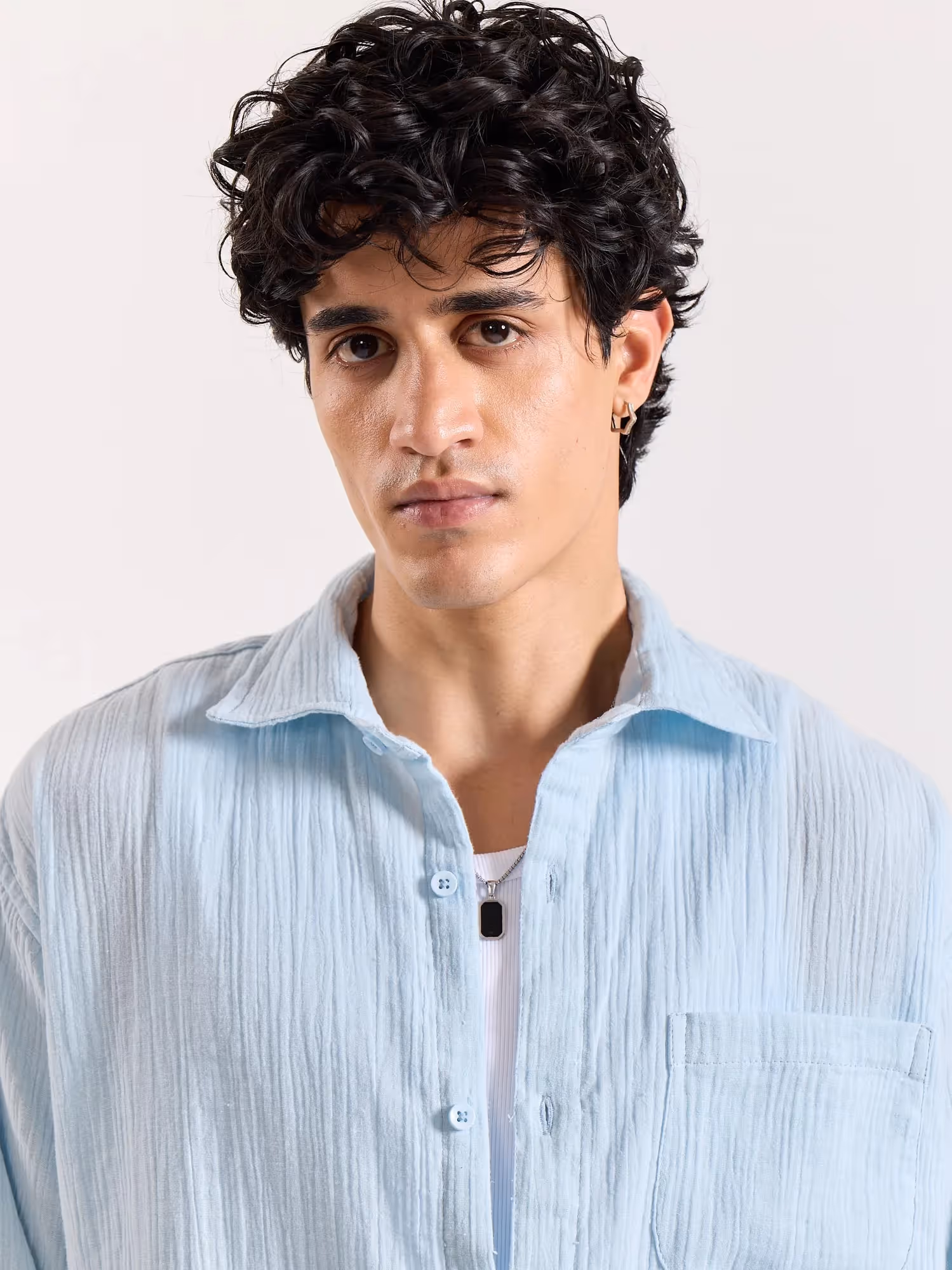 Baby Blue Gauze Holiday Shirt image 6