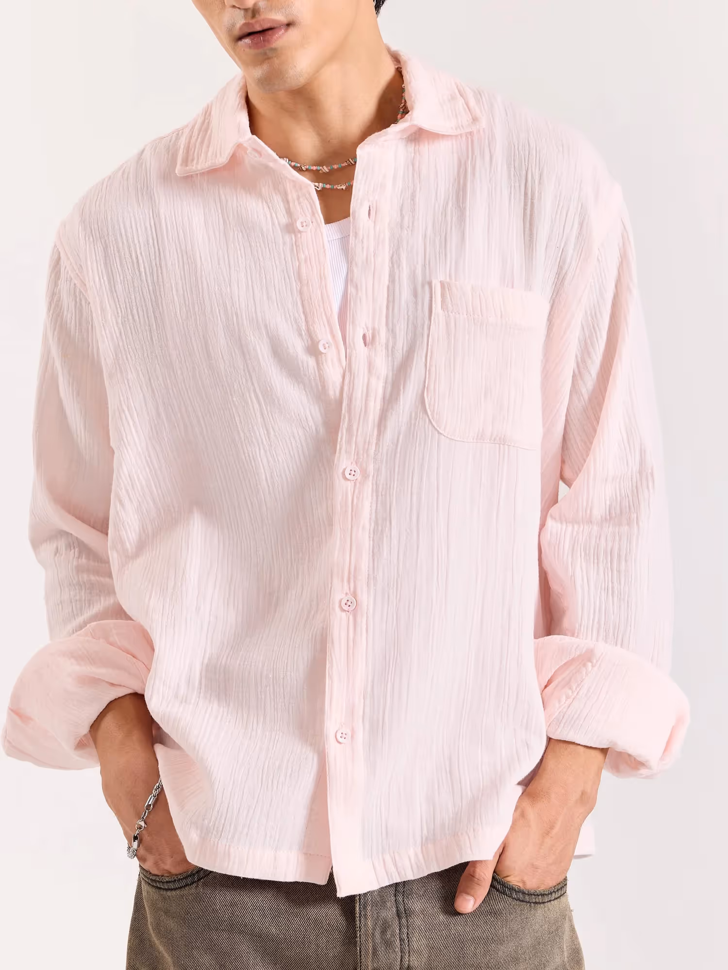Baby Pink Gauze Holiday Shirt image 2