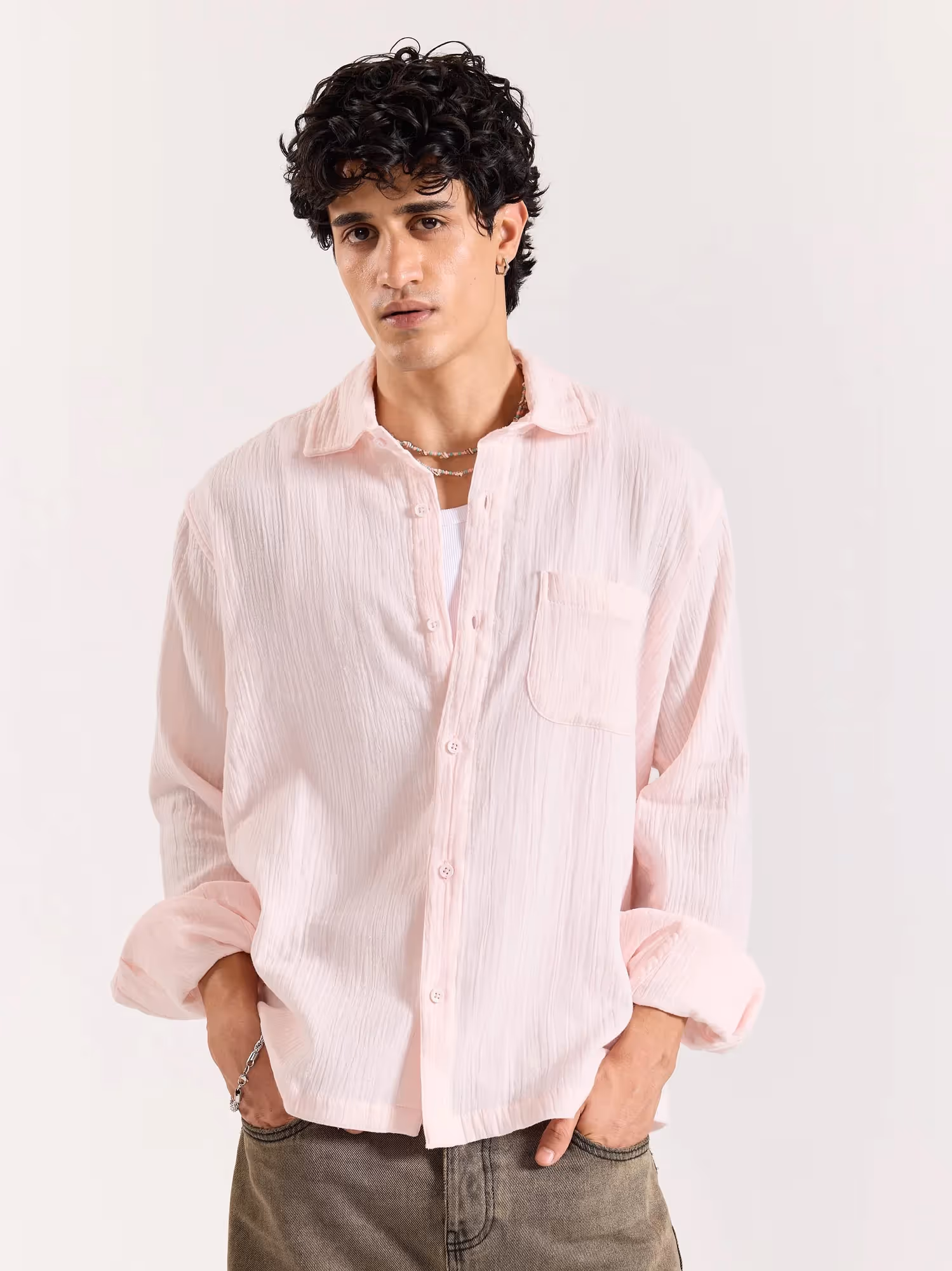 Baby Pink Gauze Holiday Shirt image 3