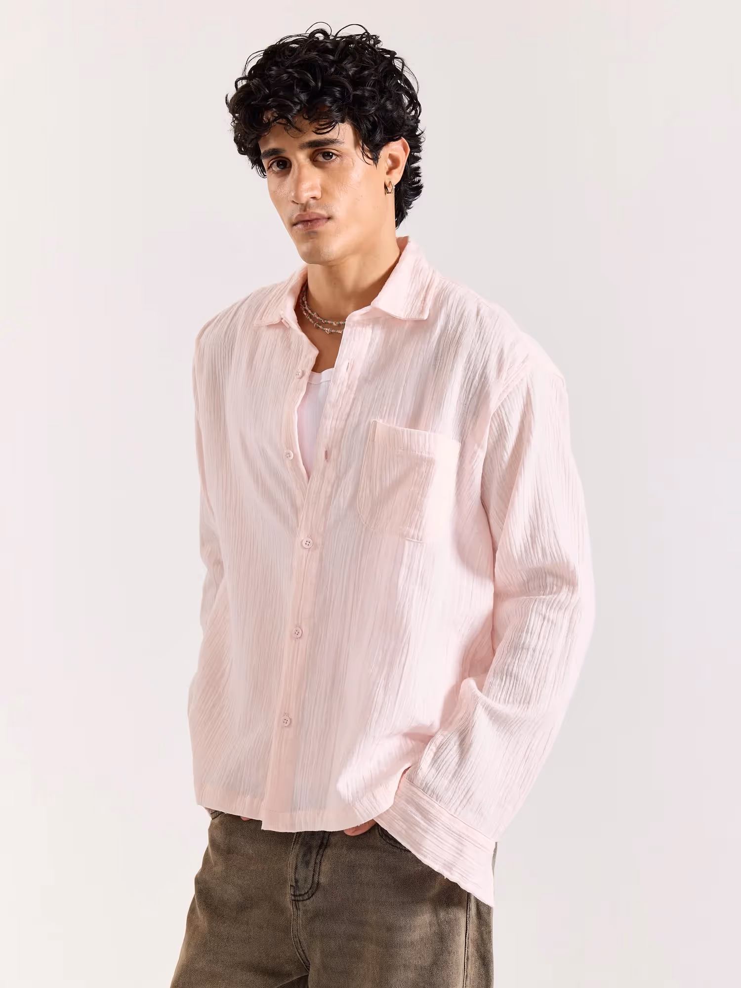 Baby Pink Gauze Holiday Shirt image 4