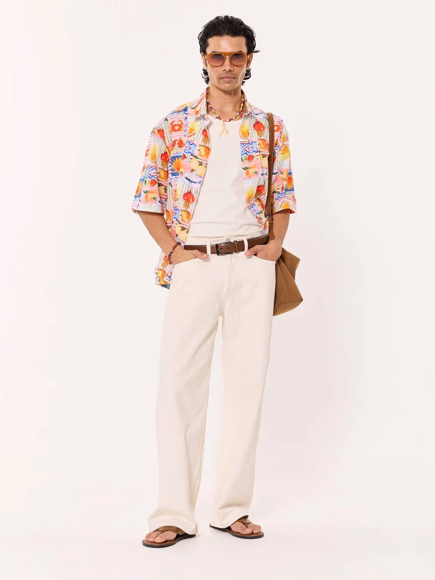 Beach Bingo Printed Cropped Shirt image 1