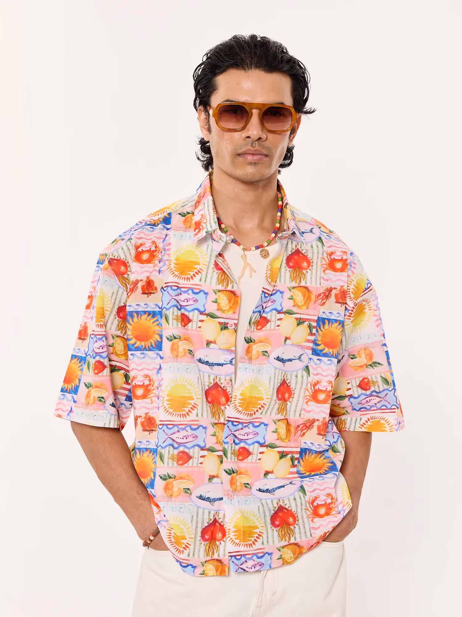 Beach Bingo Printed Cropped Shirt image 3