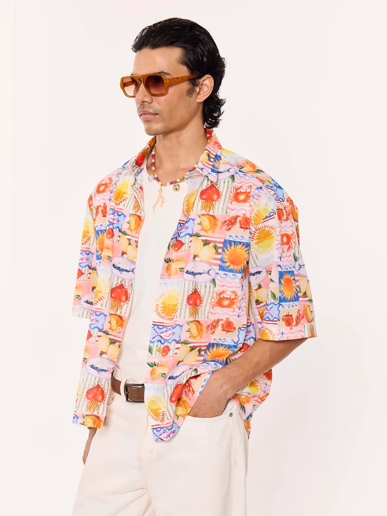 Beach Bingo Printed Cropped Shirt image 5