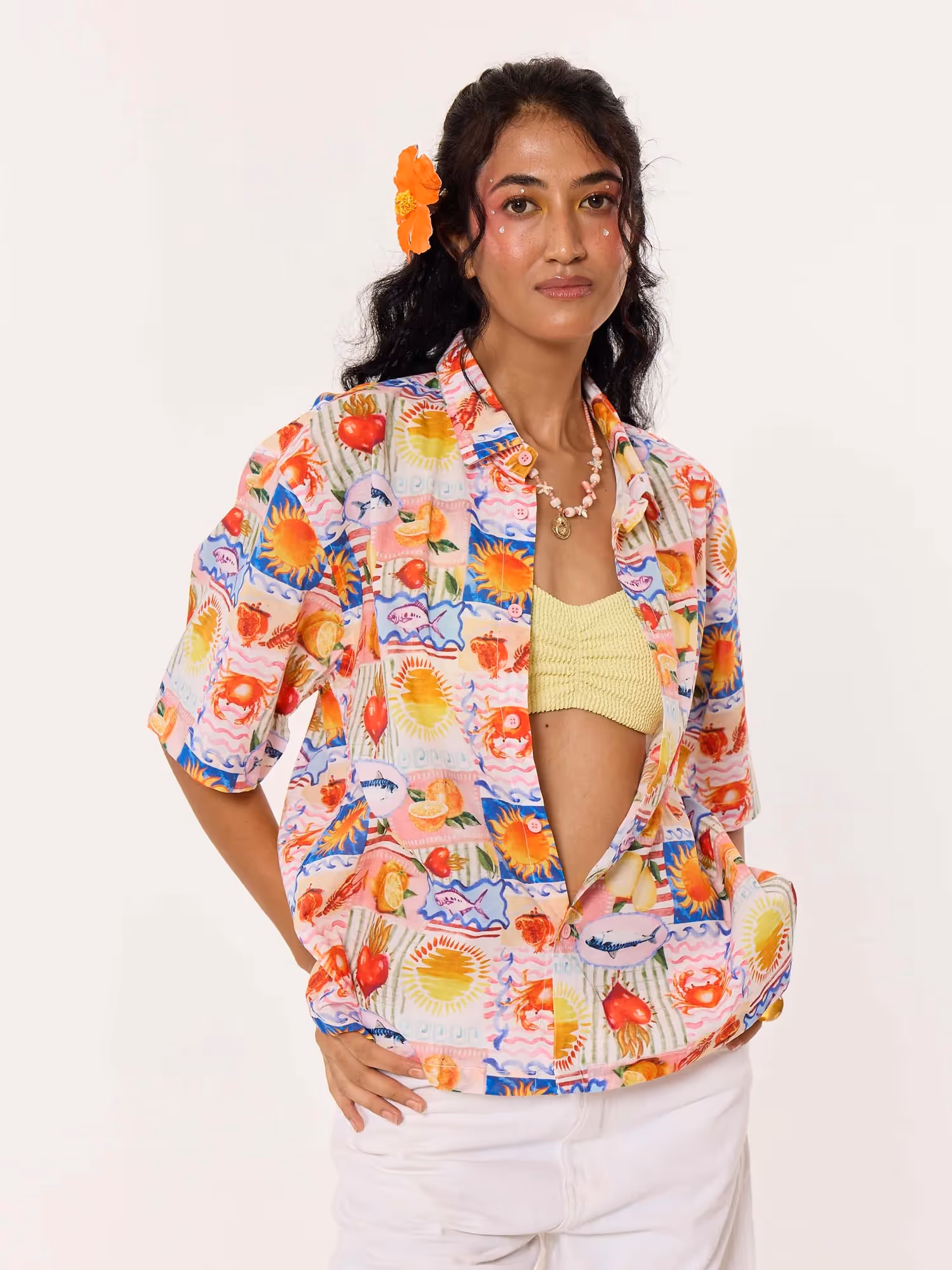 Beach Bingo Printed Cropped Shirt image 6