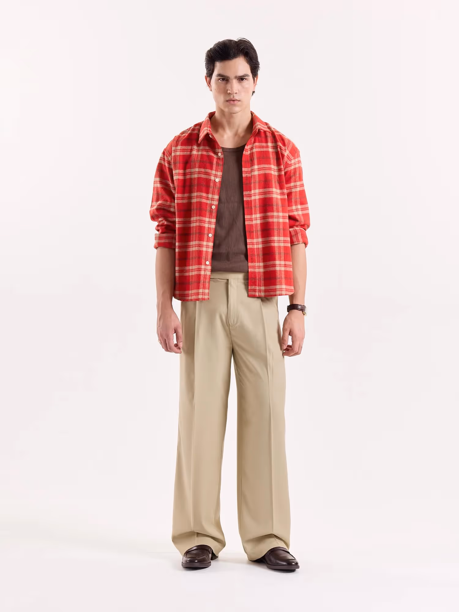 Beige Baggy Fit Trousers image 1